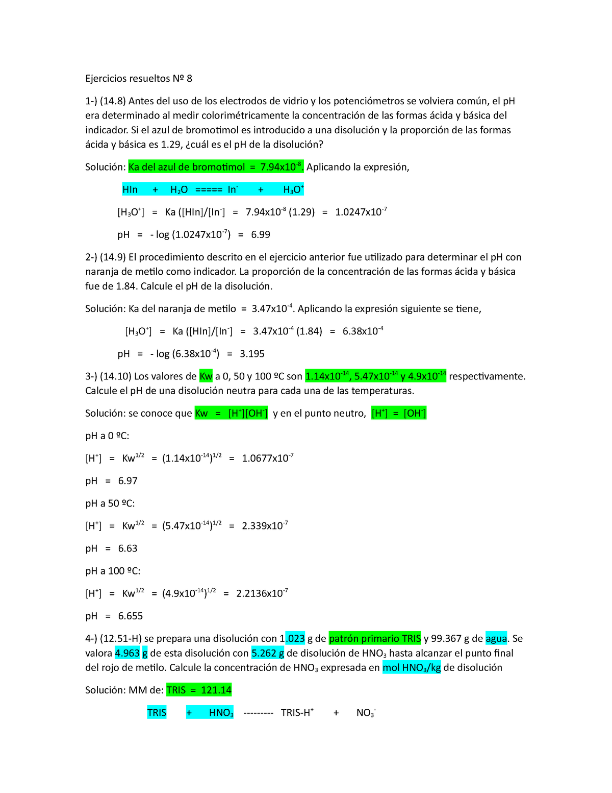 Ejercicios Resueltos N Si El Azul De Bromotimol Es Introducido A