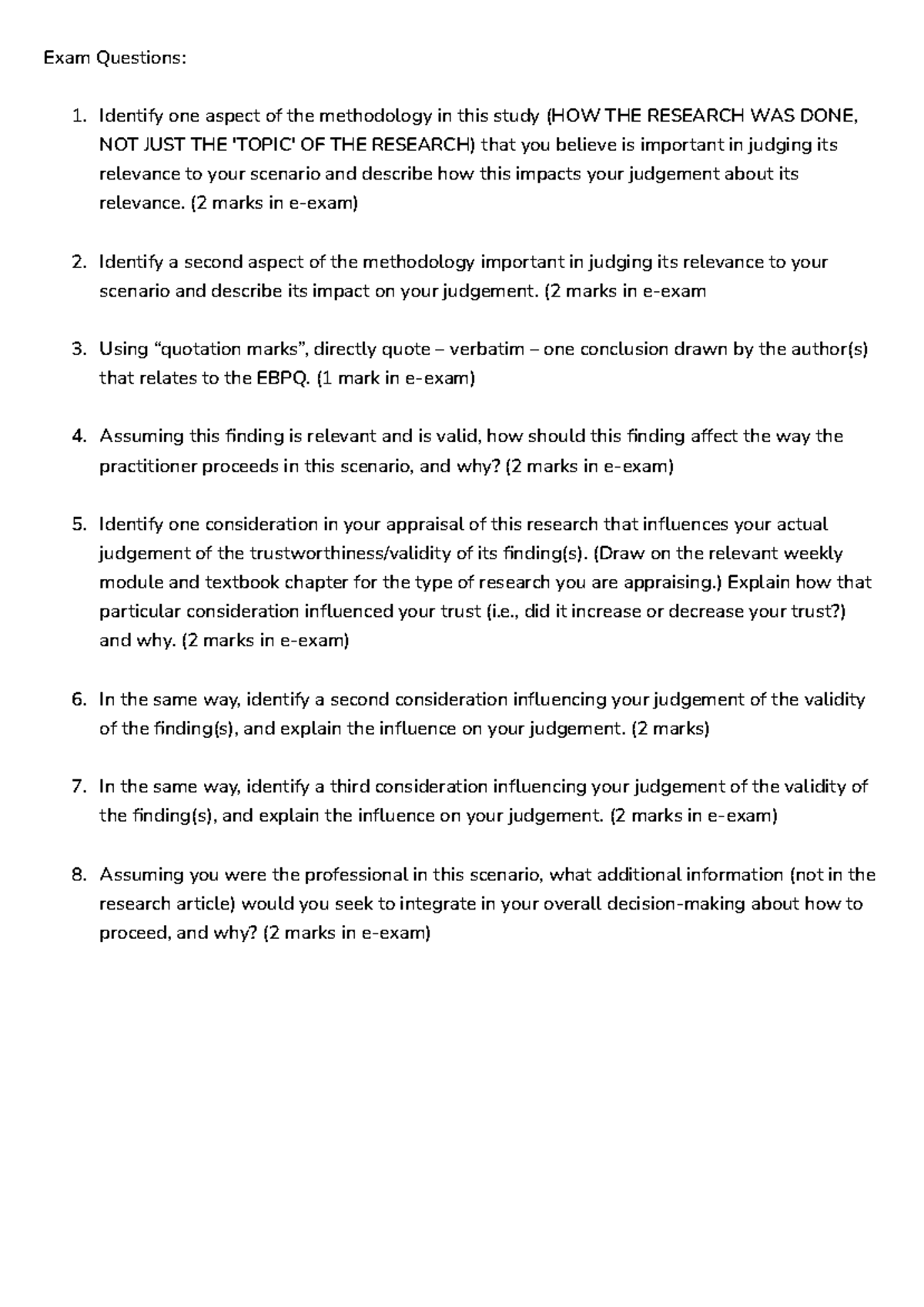 HIP202 Exam doc - Google Docs - Exam Questions: 1. Identify one aspect ...