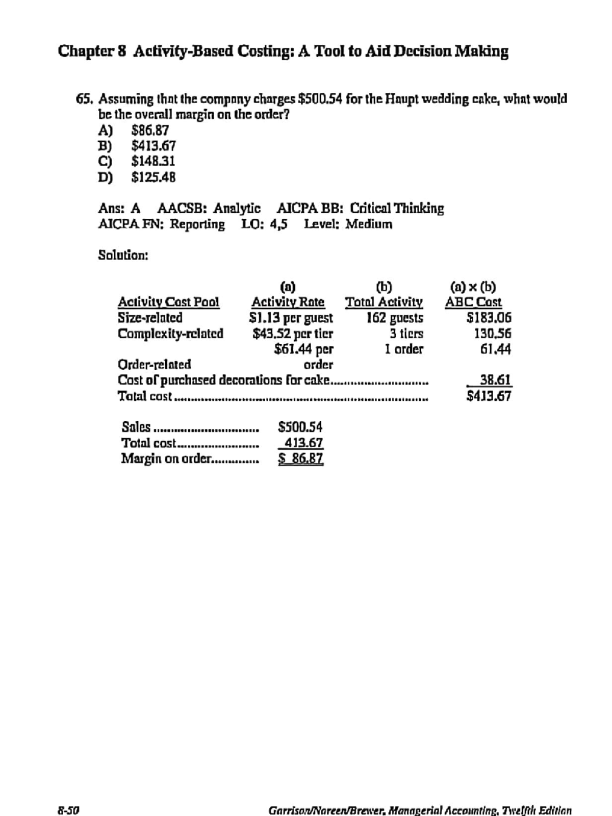 ACC731 20 - Xhhzhx - Chapter 8 Costing: A Tool to Aid Decision Making ...