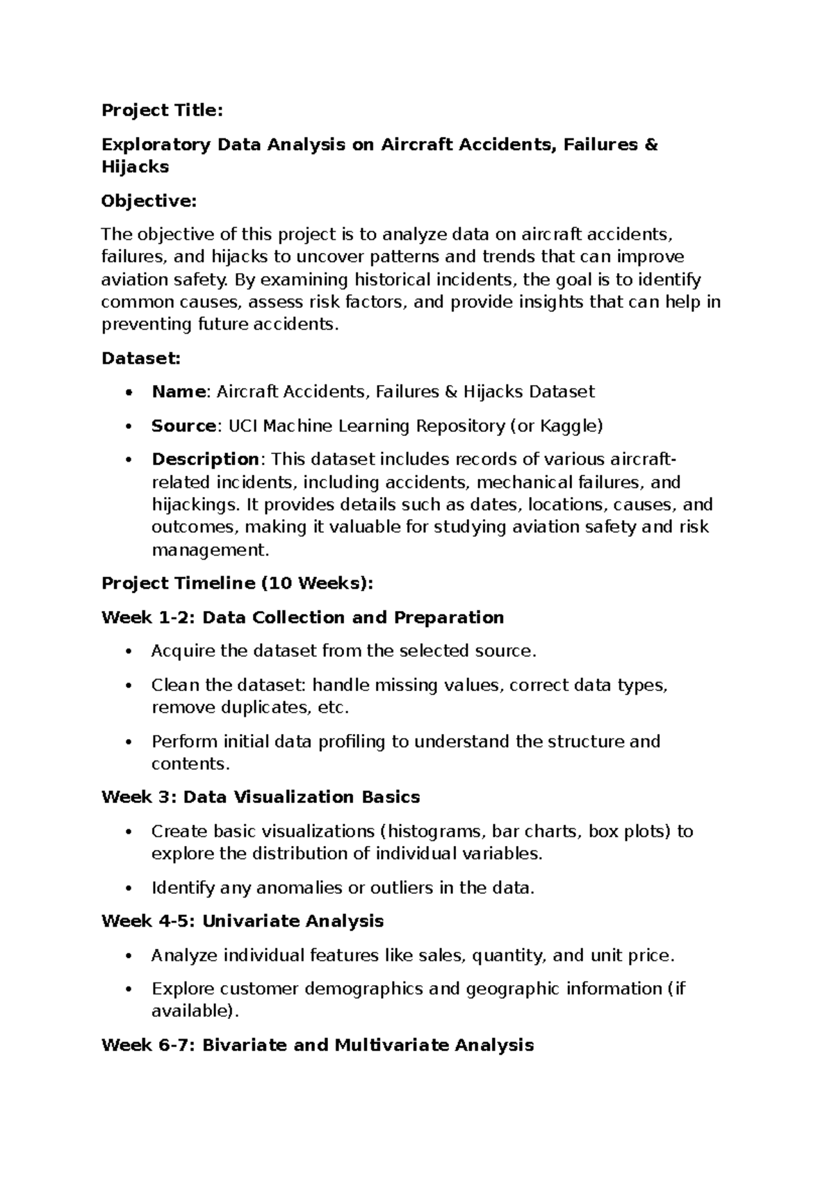 Sample Project Proposal - Project Title: Exploratory Data Analysis on ...