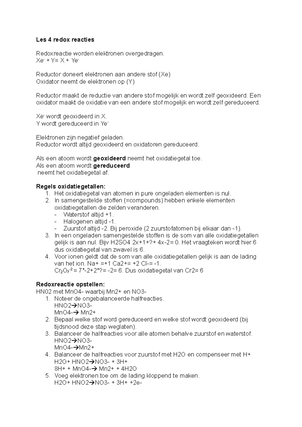 Les 4 redox reacties - Les 4 redox reacties Redoxreactie worden ...