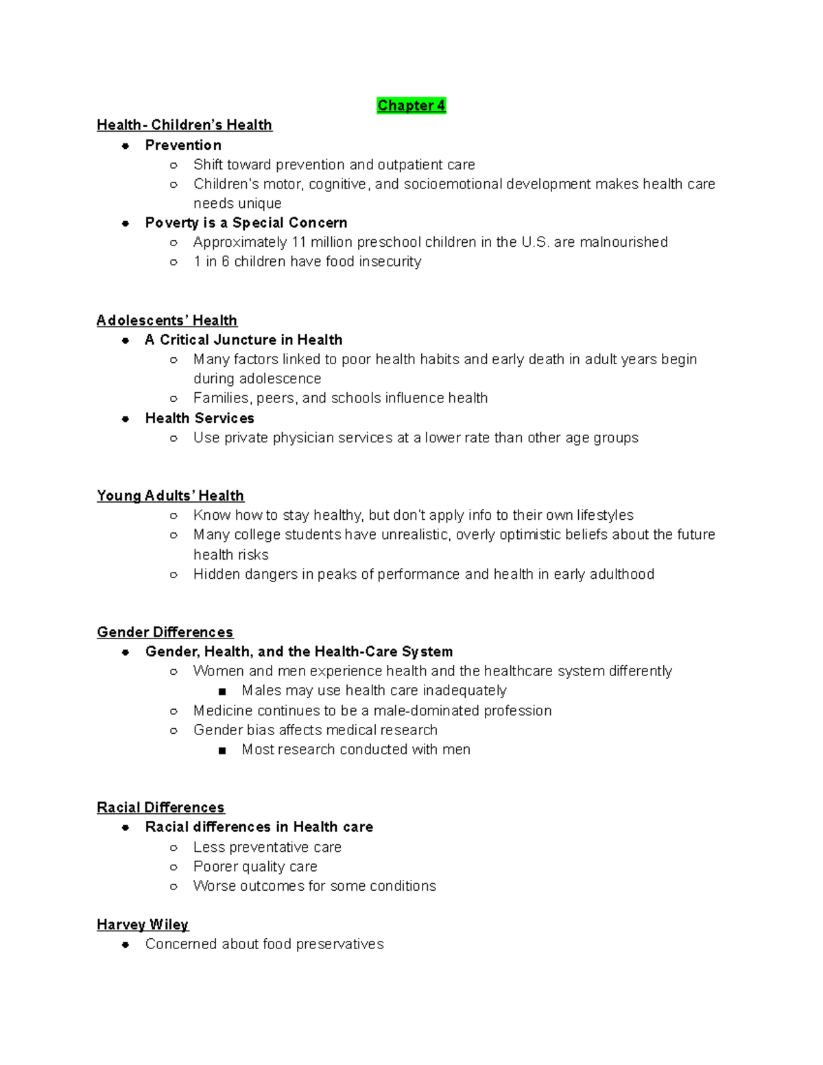 Chapter 4 Health and Perception Chapter 4 Health Children’s Health