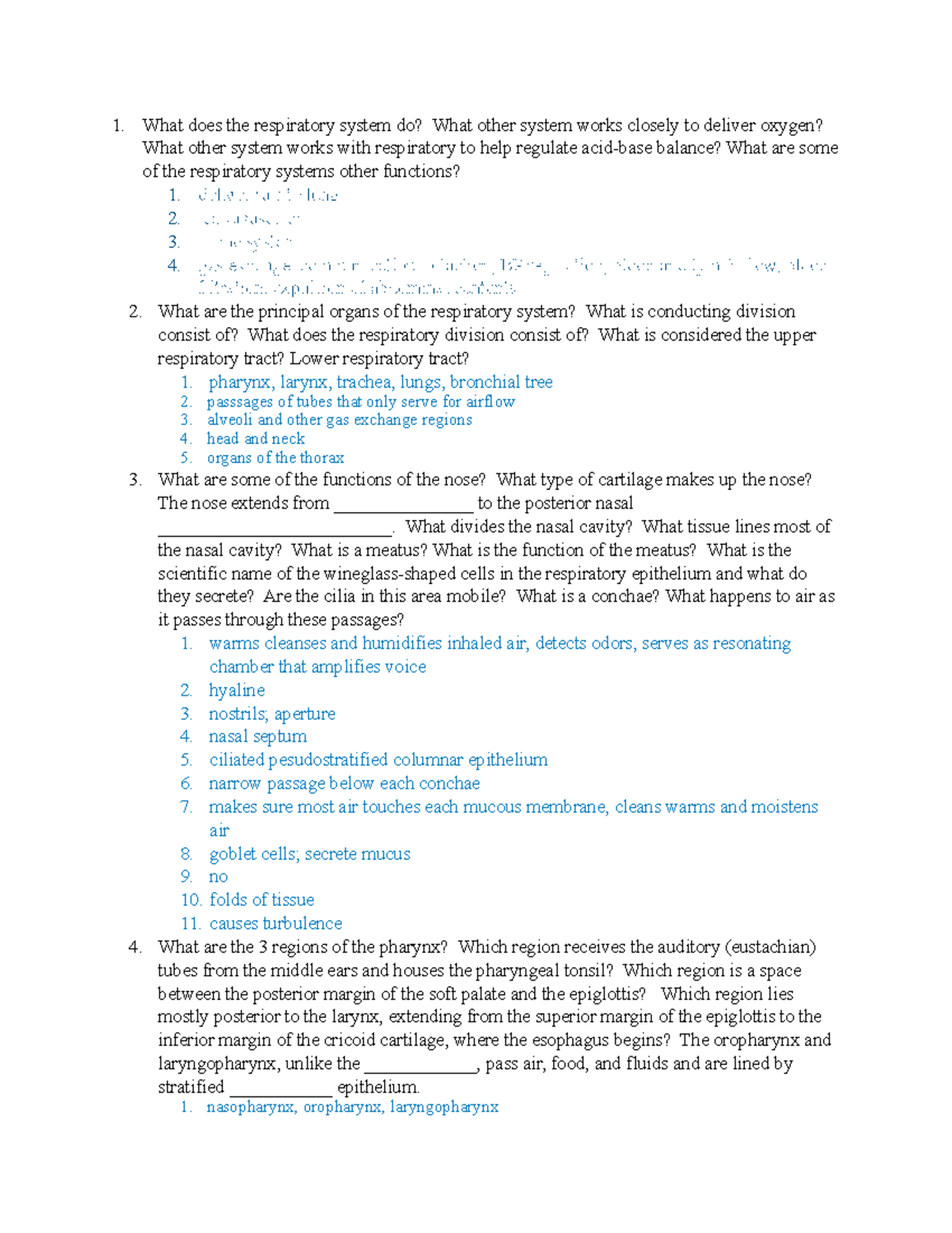 Chapter 22 study guide - 1. What does the respiratory system do? What ...