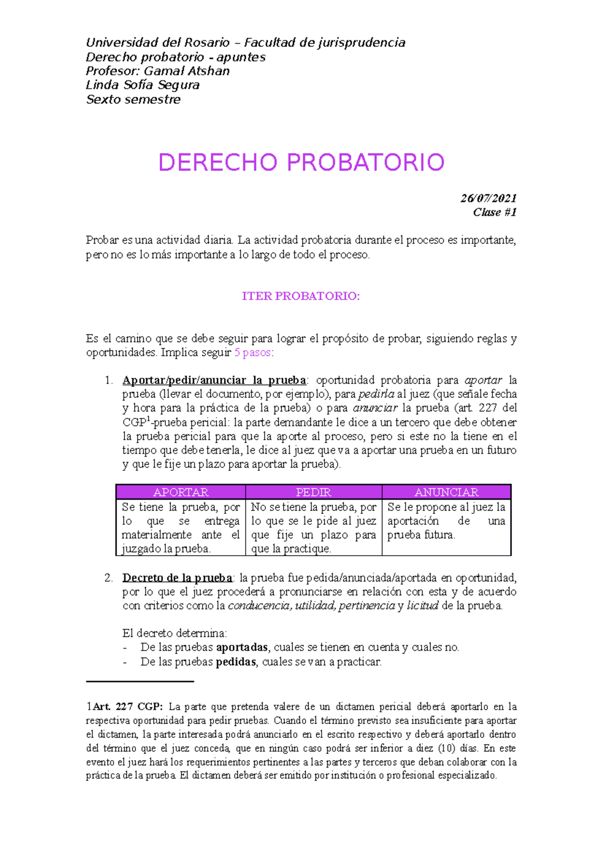 Derecho probatorio - .... - Universidad del Rosario – Facultad de ...