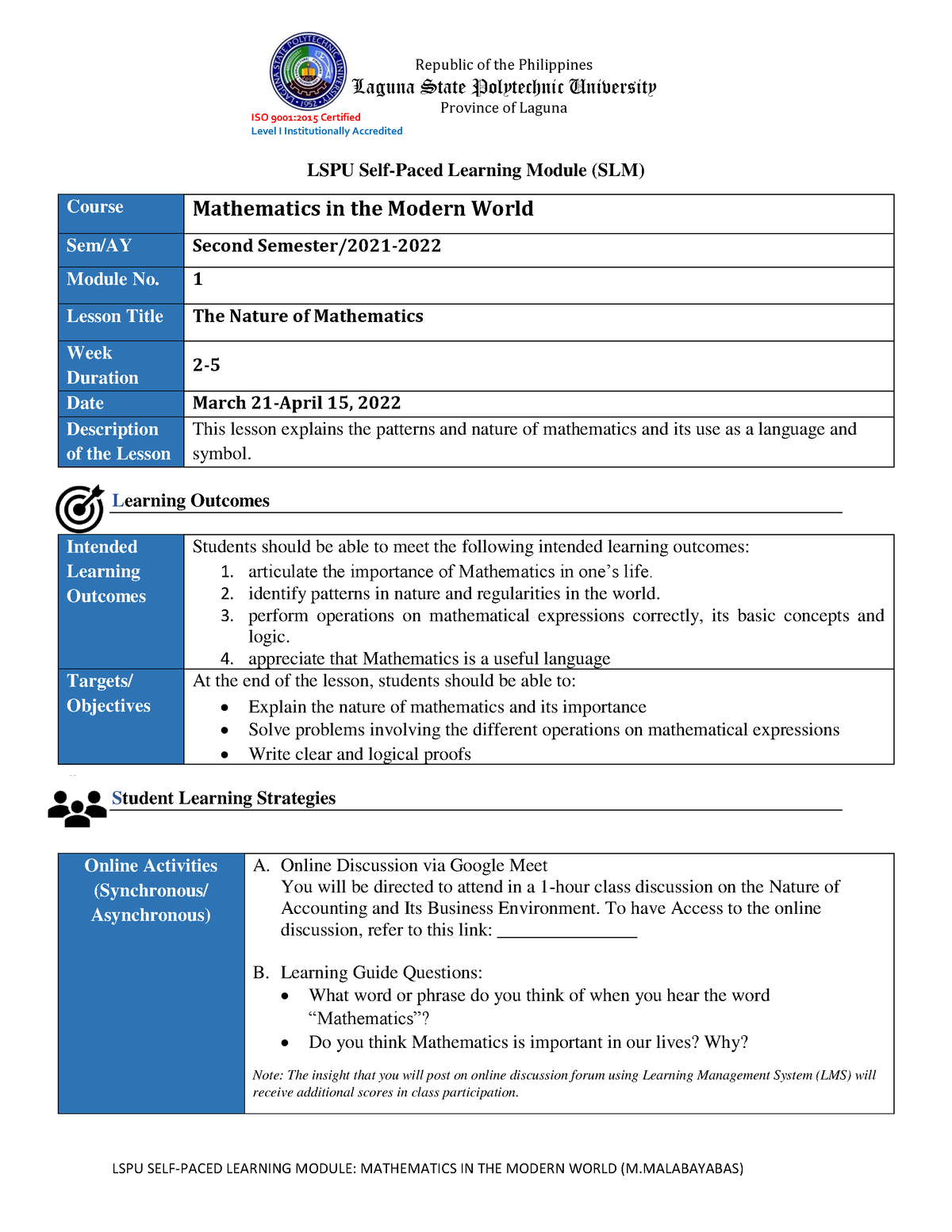 Module-1-GEC104 - Mathematics in the Modern World - ISO 9001:2015 ...