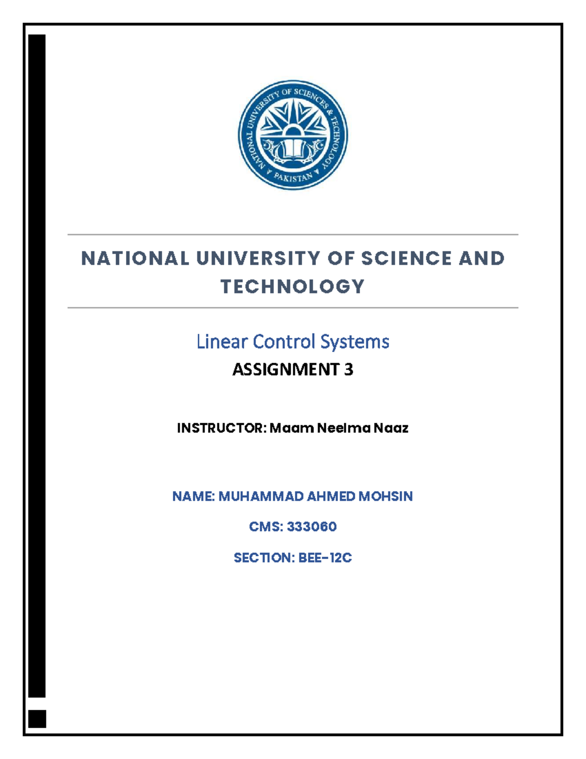 LCS Assignment 3 merged - NATIONAL UNIVERSITY OF SCIENCE AND TECHNOLOGY ...