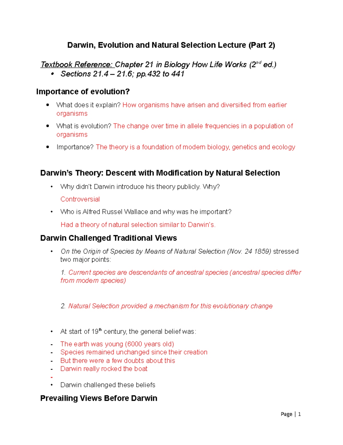 Lecture 2 - Darwin, Evolution and Natural Selection Lecture (Part 2 ...