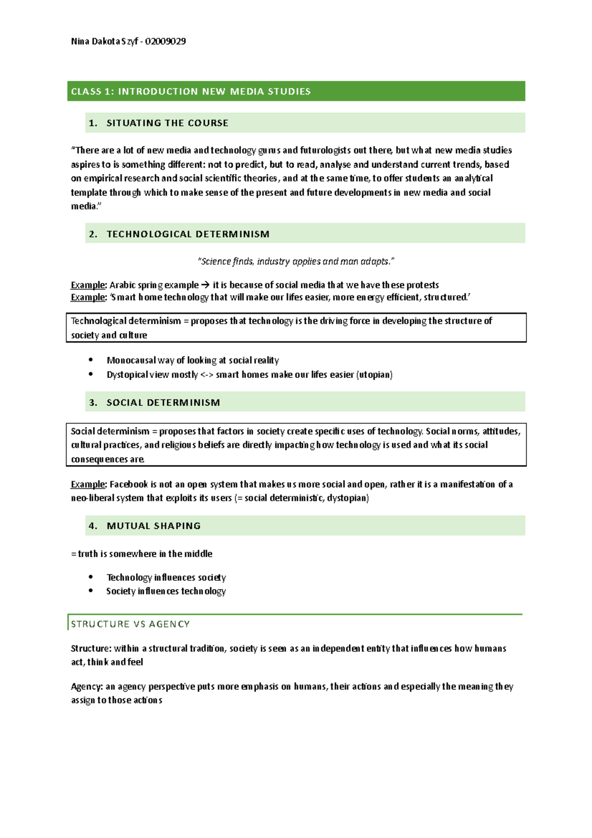 Hoofdstuk 1 samenvatting inleiding - CLASS 1: INTRODUCTION NEW MEDIA ...