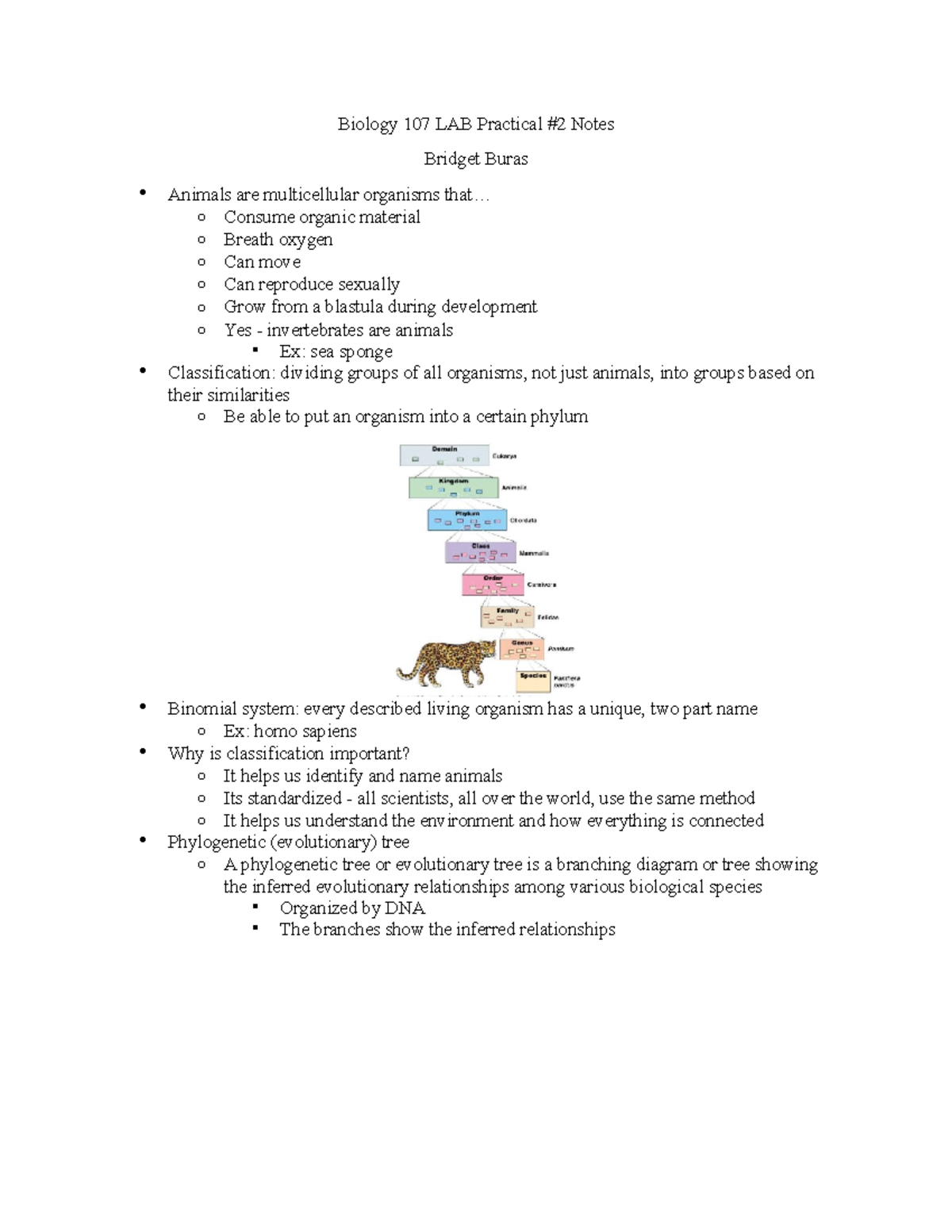 LAB Practical 2 Review - Biology 107 LAB Practical #2 Notes Bridget ...