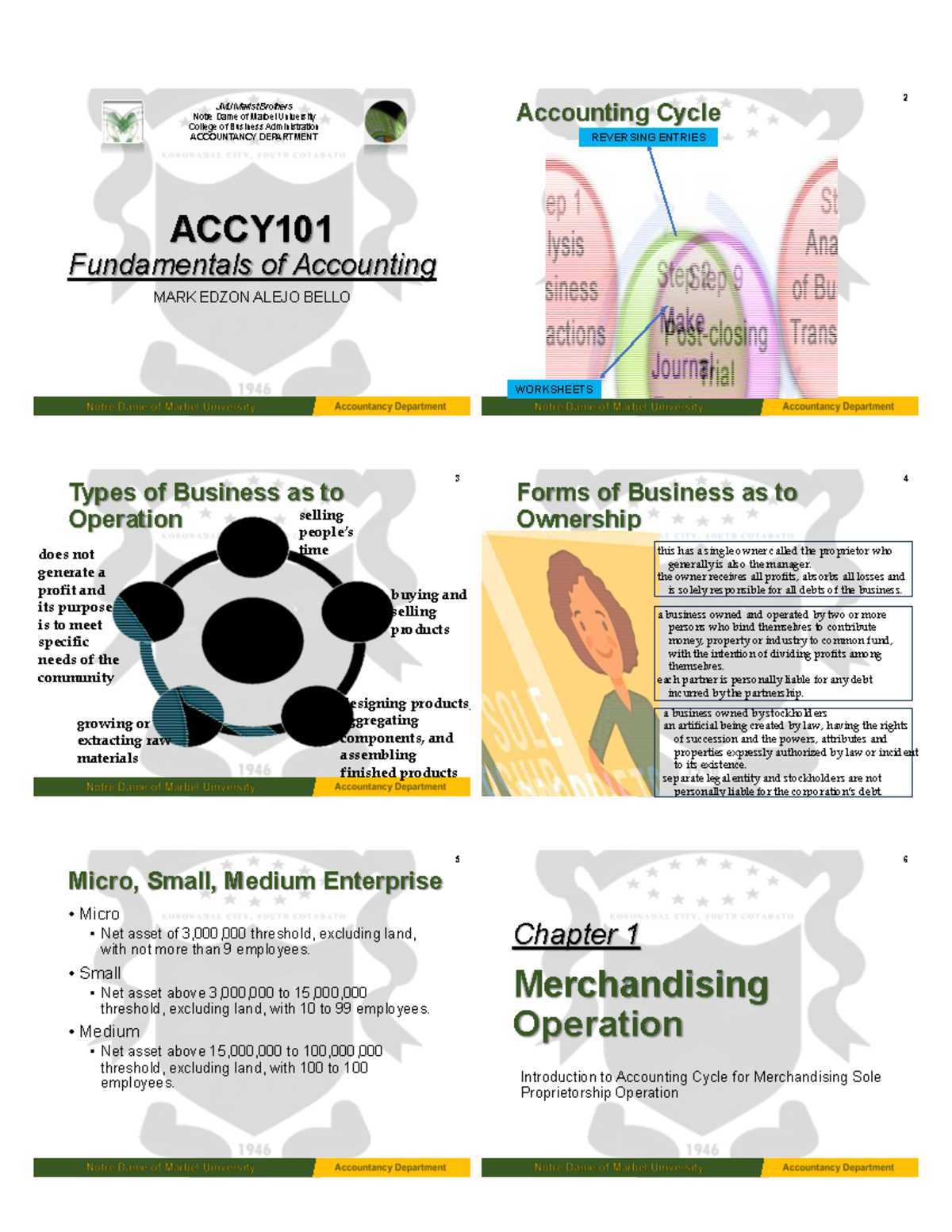 ACCY Midterm L1 - good - ACCY Fundamentals of Accounting MARK EDZON ...