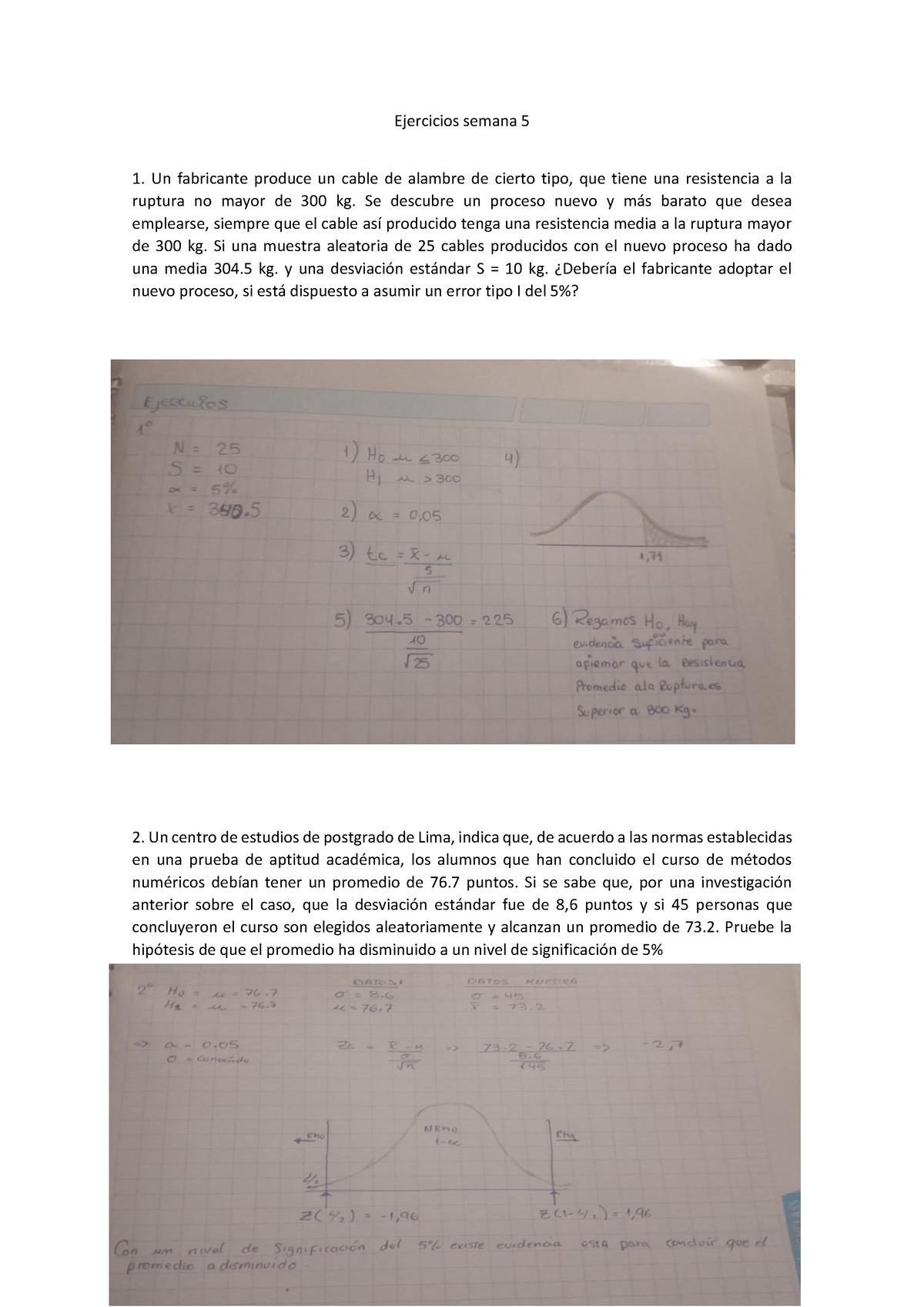 Estadistica Semana 5 - Tarea - Ejercicios Y Estadísticas - UCV - Studocu