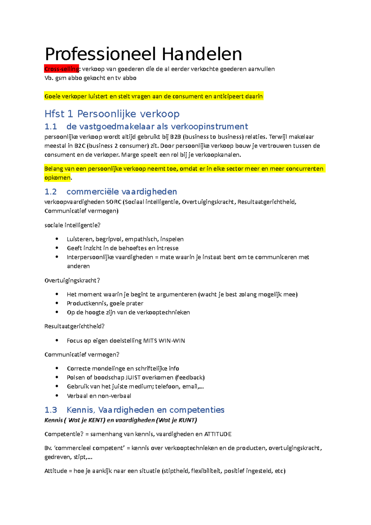 Samenvatting Professioneel Handelen - Professioneel Handelen Cross ...