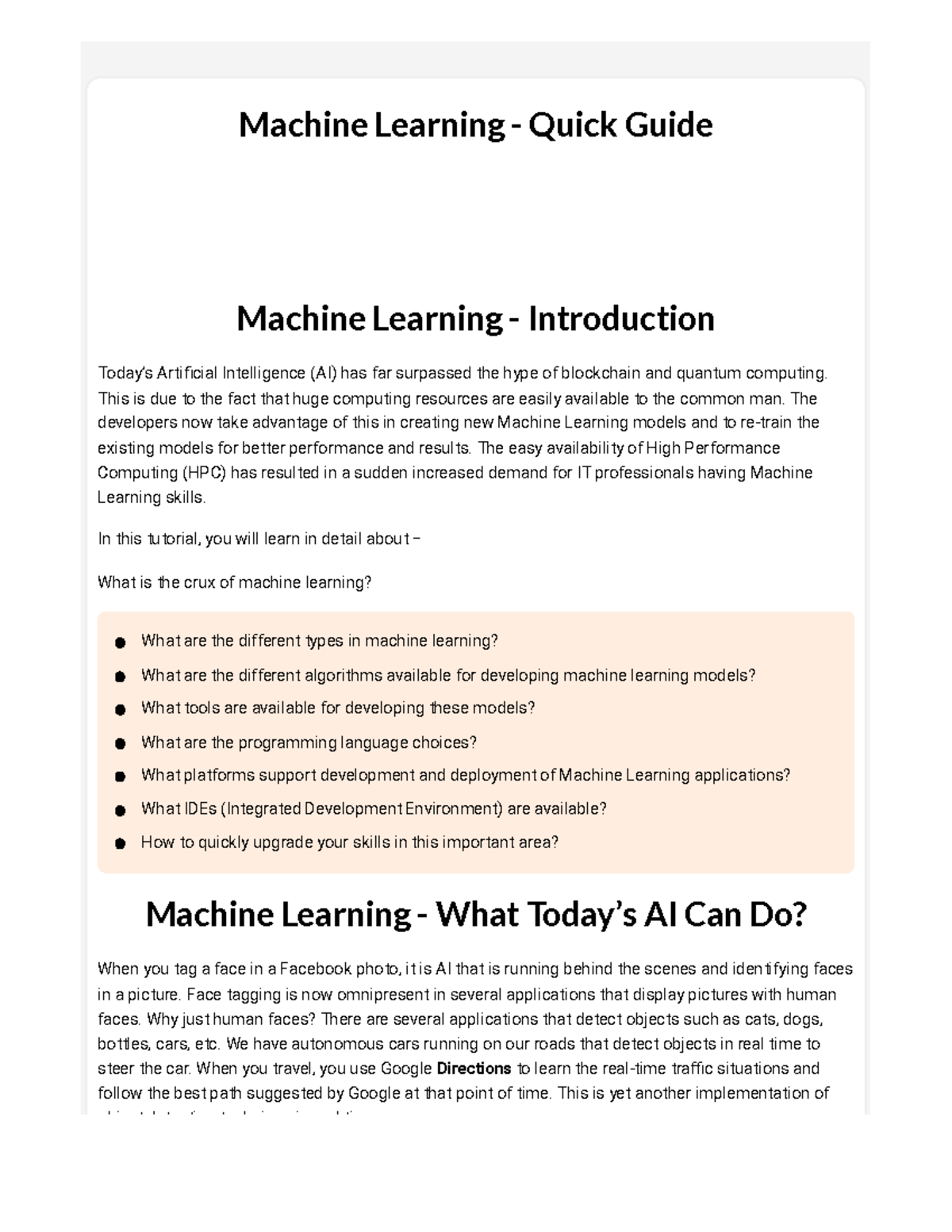 Machine Learning - This is due to the fact that huge computing ...