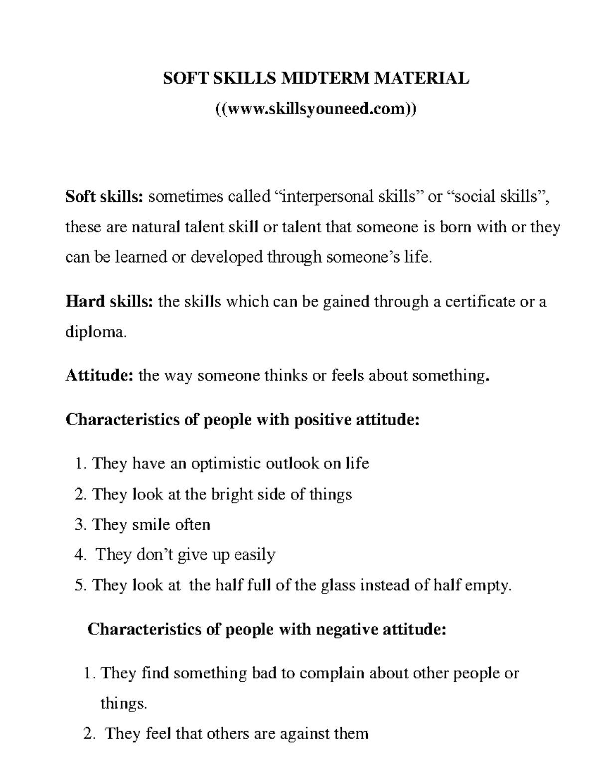 SOFT Skills Final Material 2020 - SOFT SKILLS MIDTERM MATERIAL ...