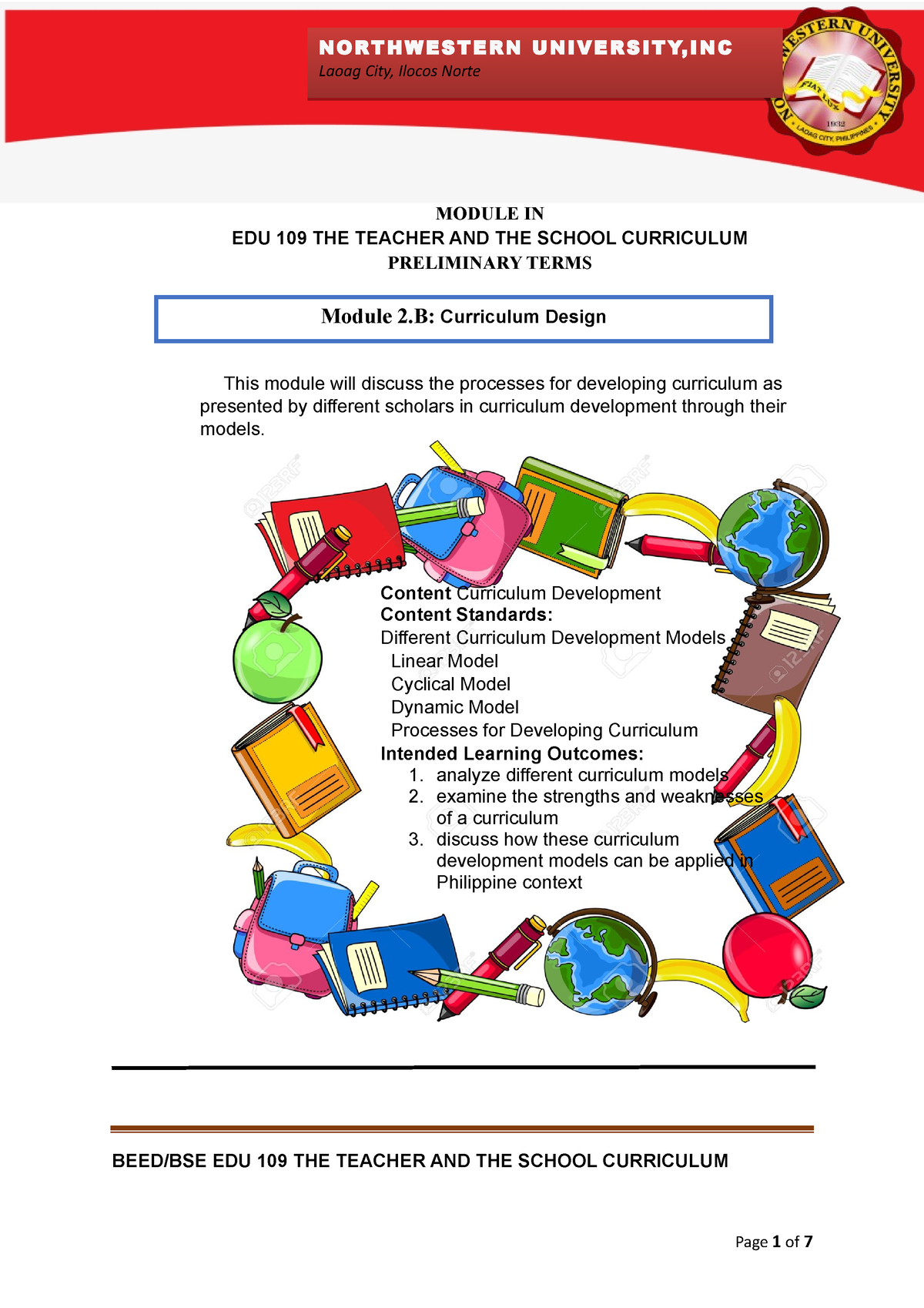 Teach And Sch Curr Mod 2B Prelim - MODULE IN EDU 109 THE TEACHER AND ...