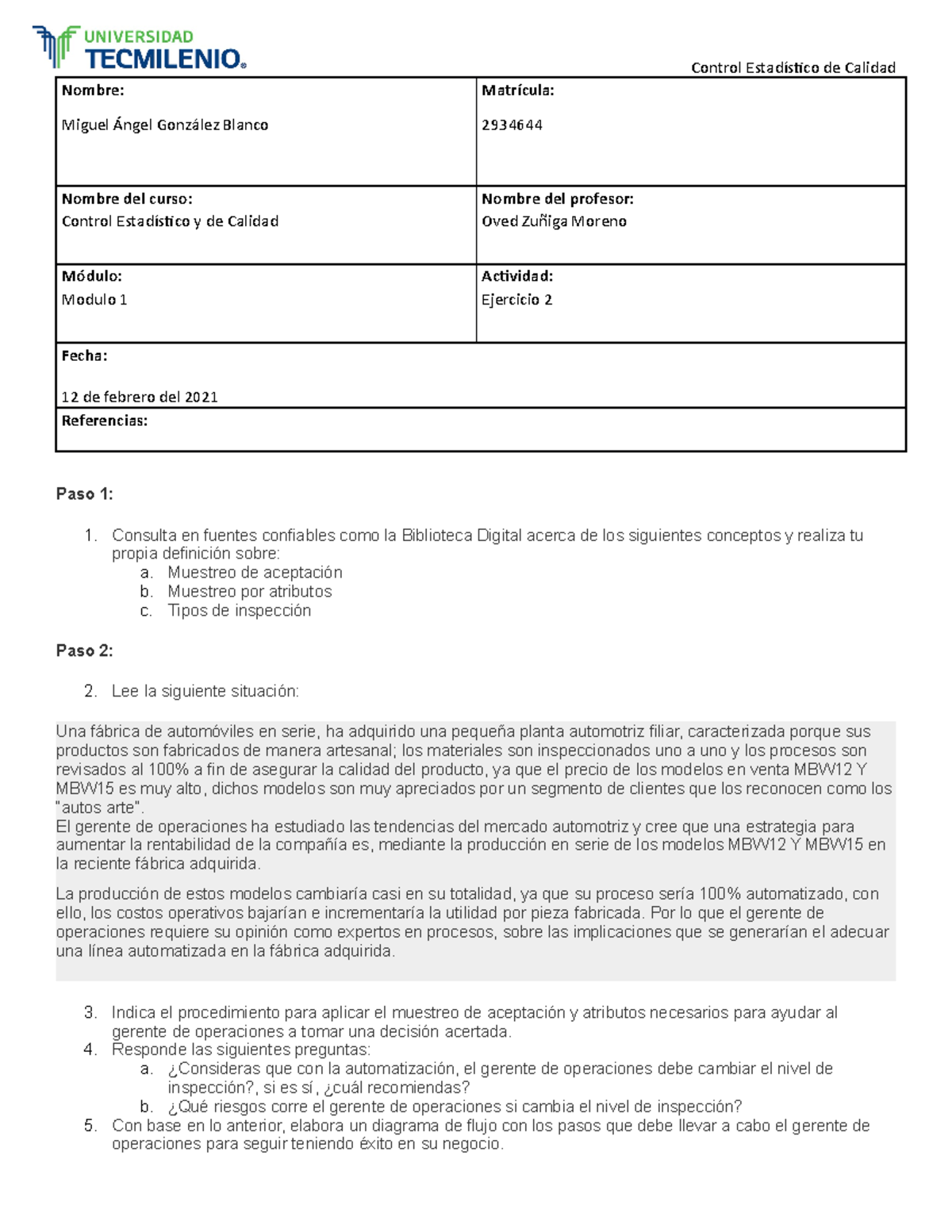 Evidencia 1 Control Estadístico De Calidad - Control Estadístico De ...