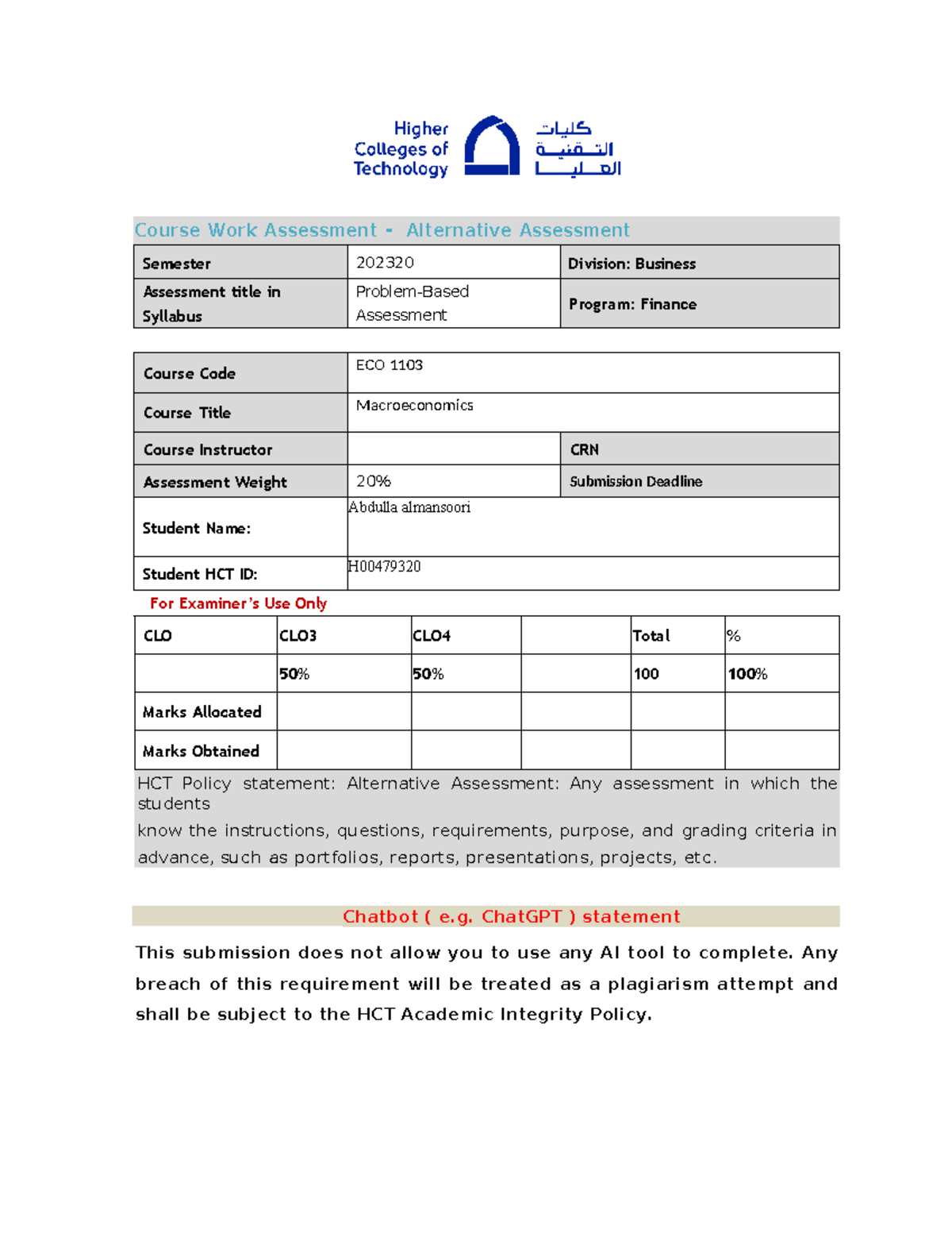 Economics revised 8 - The Government Game - Course Work Assessment ...