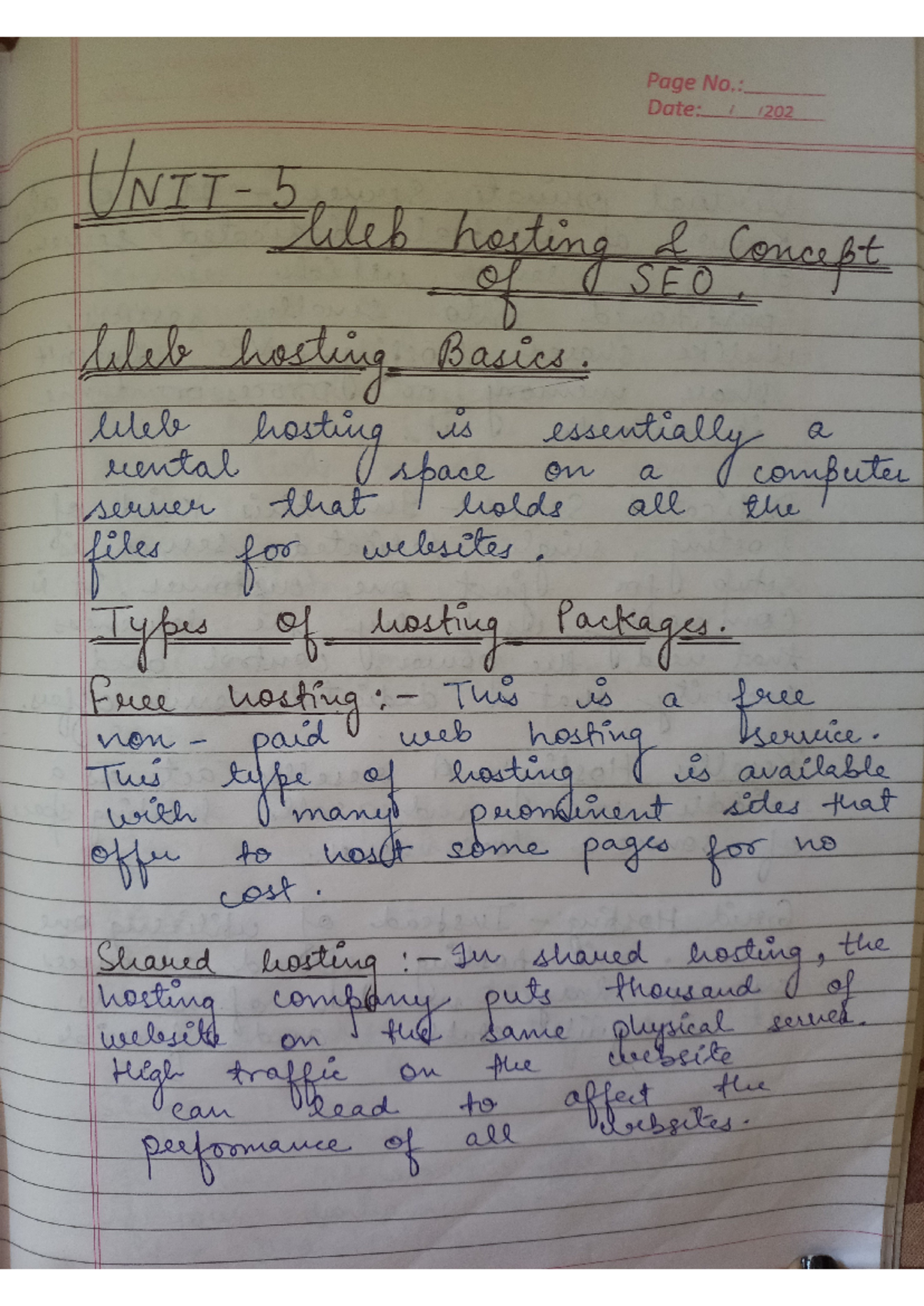 Unit 5 (Web Hosting) - Web technology unit 5 - Page No.: Date: UNIT 5 ...