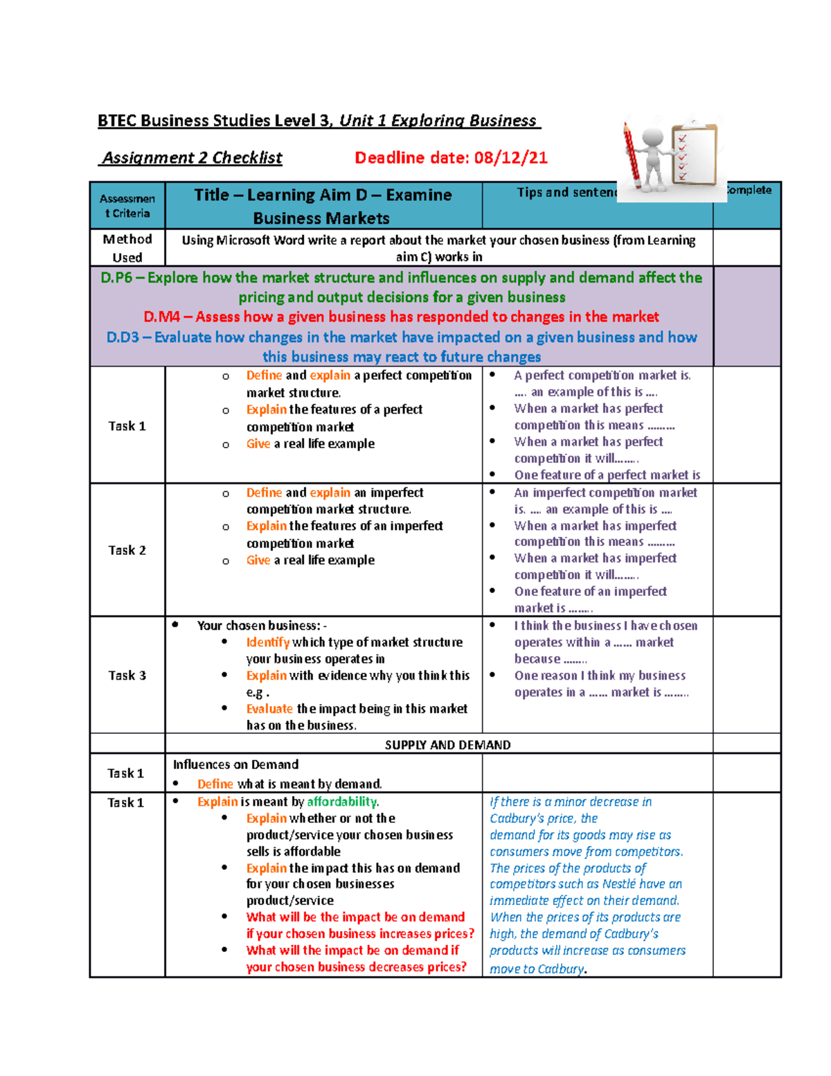 btec business unit 5 assignment 1