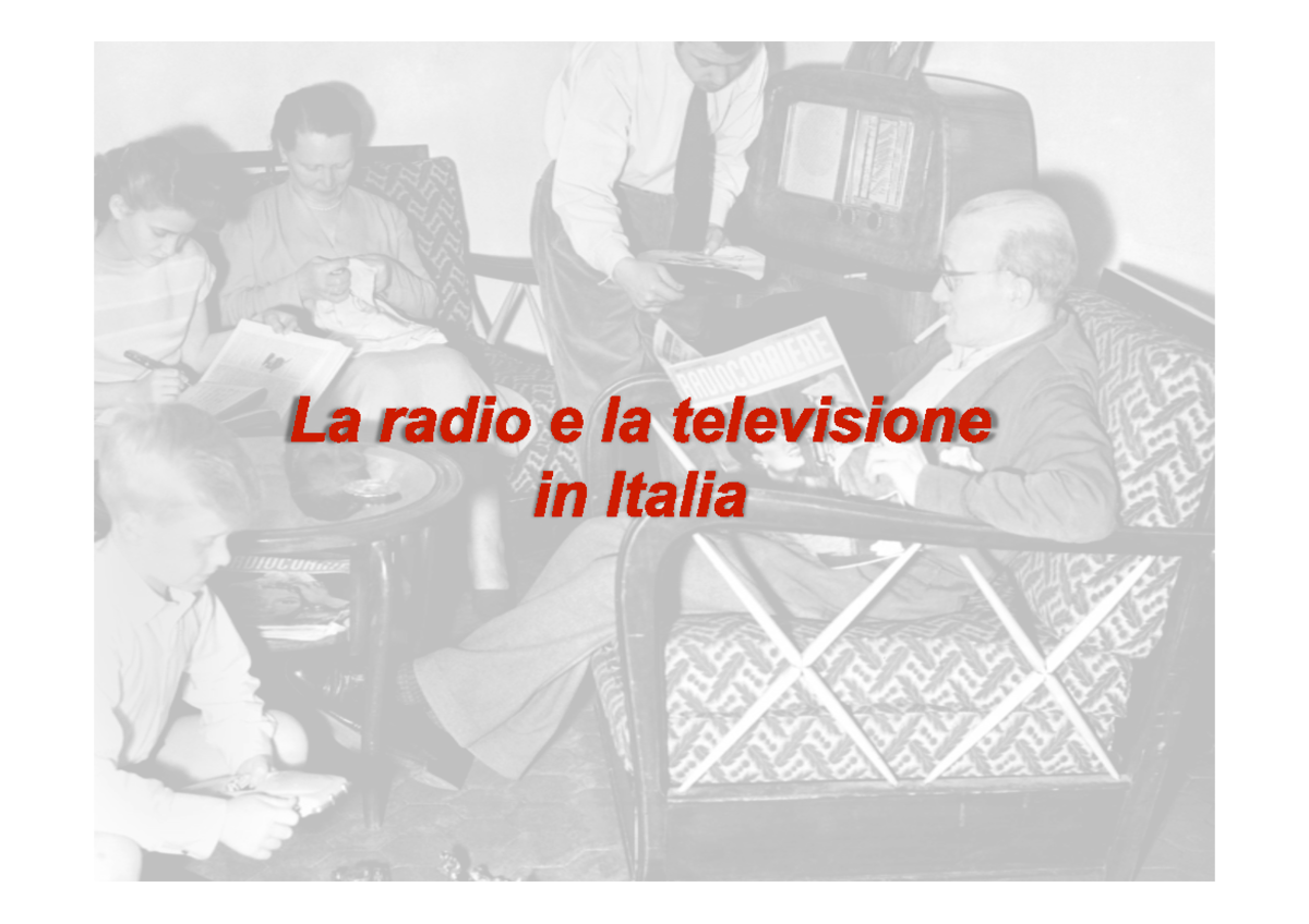Storia Della Radio E Della Televisione Unimi 3. Storia radio anni venti - Le fasi di sviluppo della radio in Italia