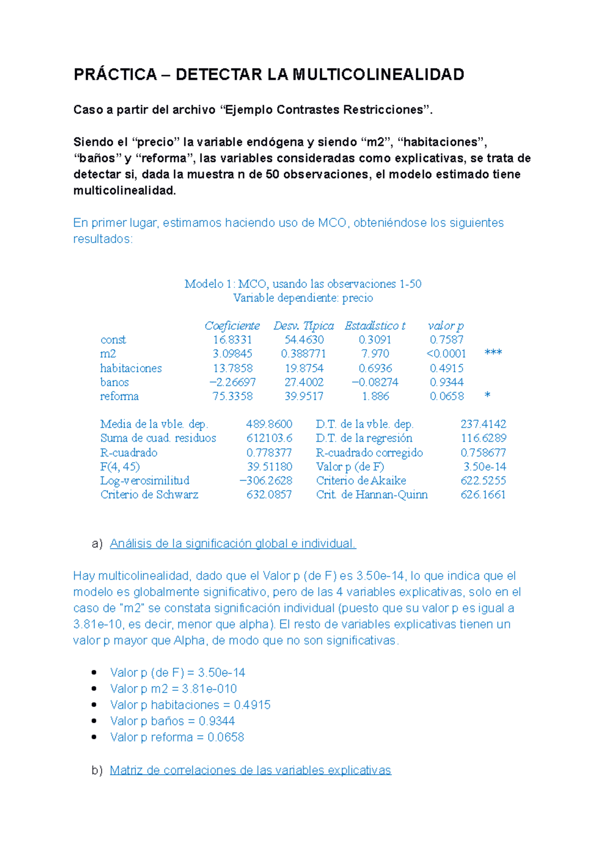 Caso Multicolinealidad Resuelto - PRÁCTICA – DETECTAR LA ...