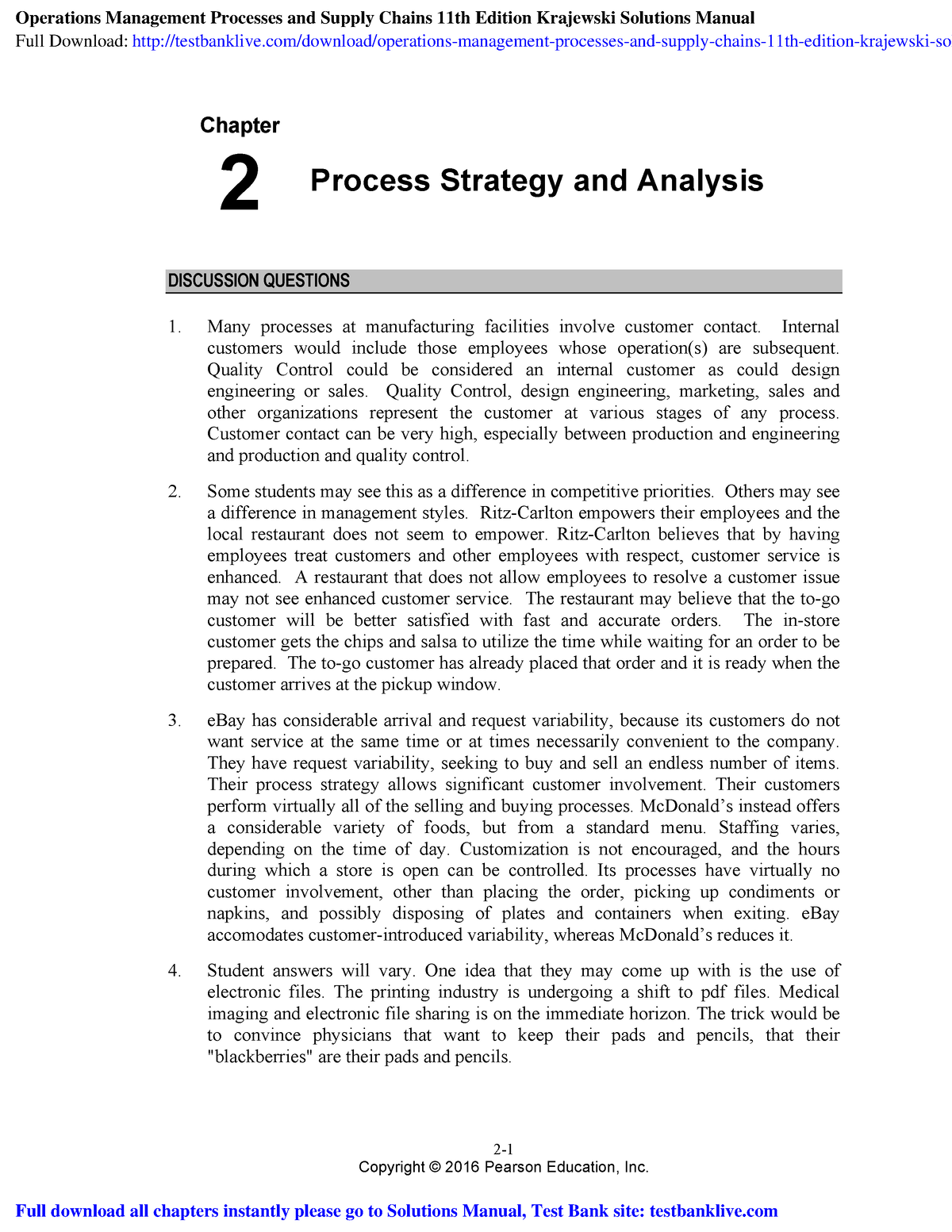 Operations Management Processes Supply C - 2- Copyright © 2016 Pearson ...