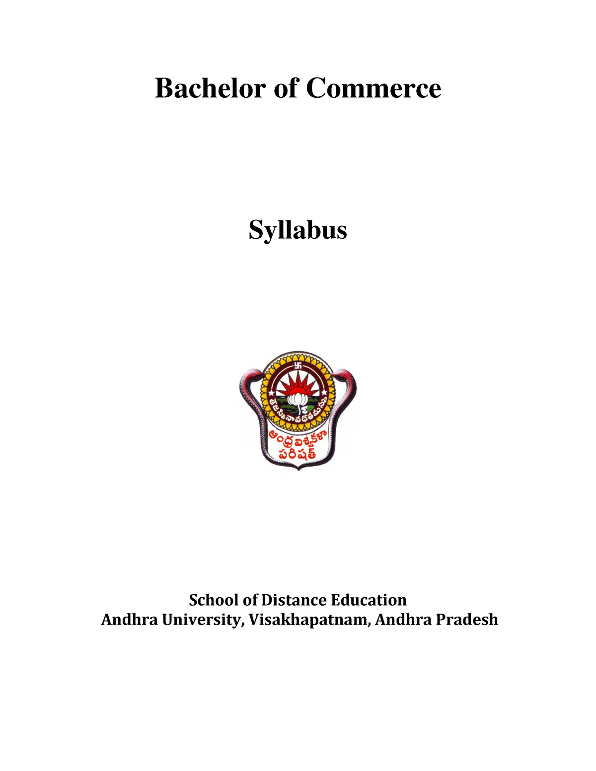 BCom-regular - Bachelor Of Commerce Syllabus School Of Distance ...