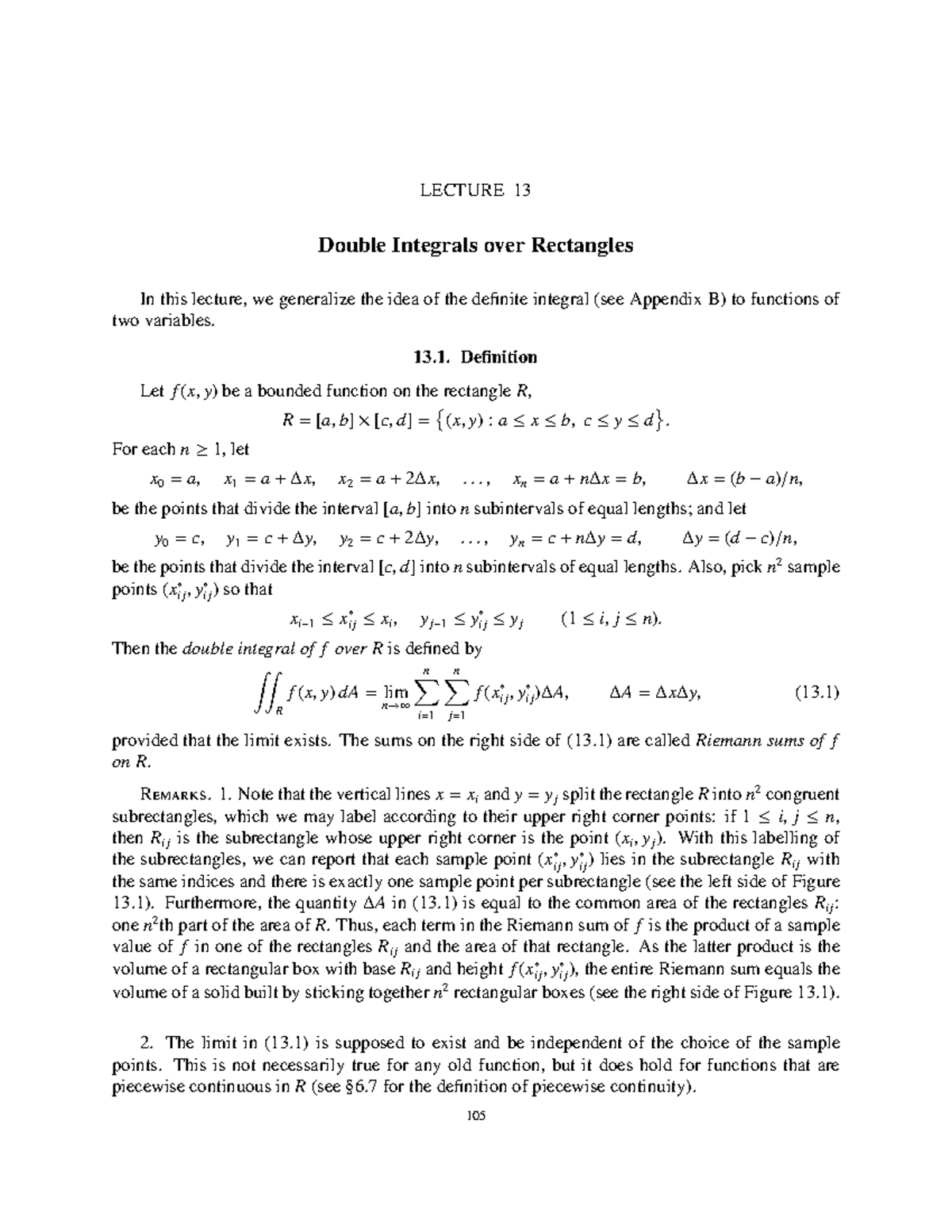 Kumchev-111-116 - Lecture notes 7 - LECTURE 13 Double Integrals over ...