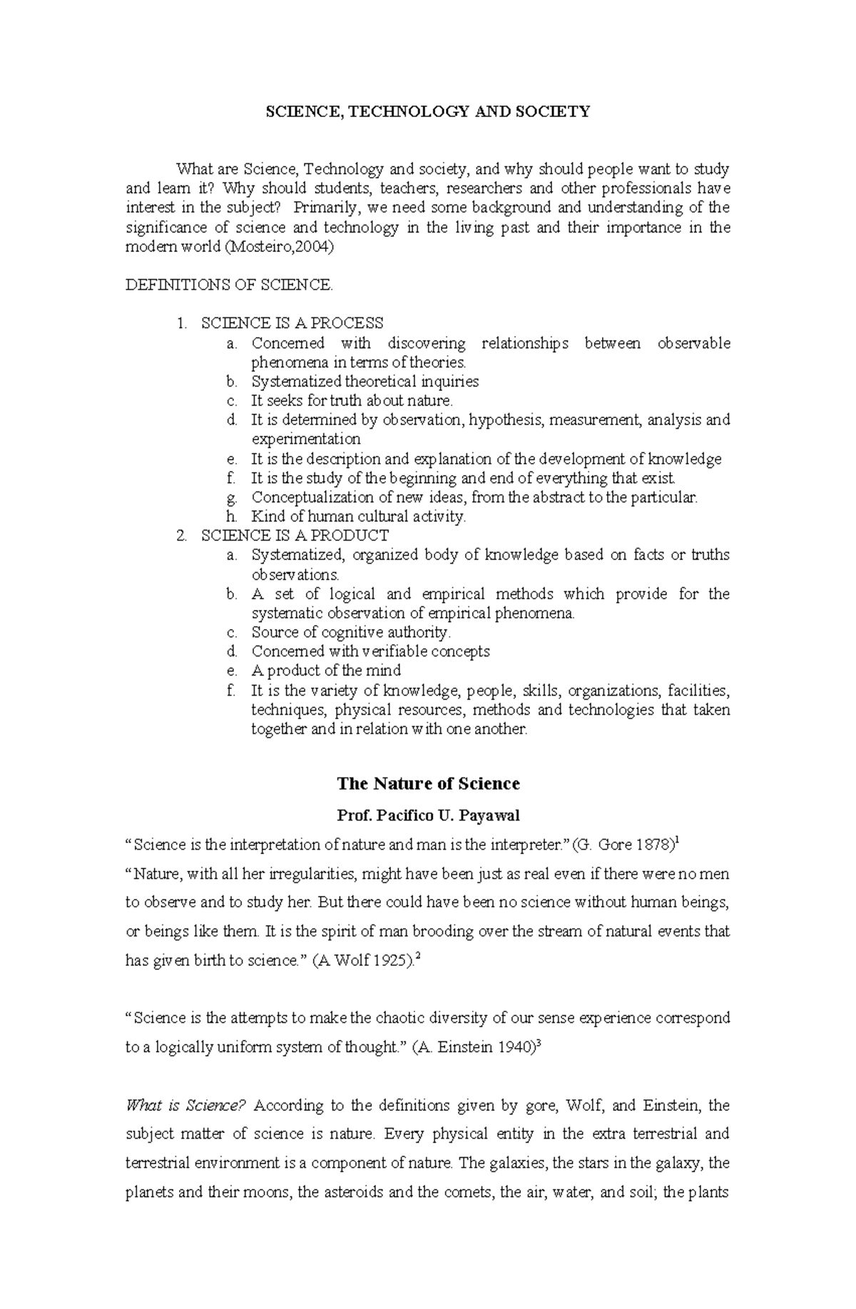 23367406 Lecture Notes ON Introduction TO Science Technology AND ...