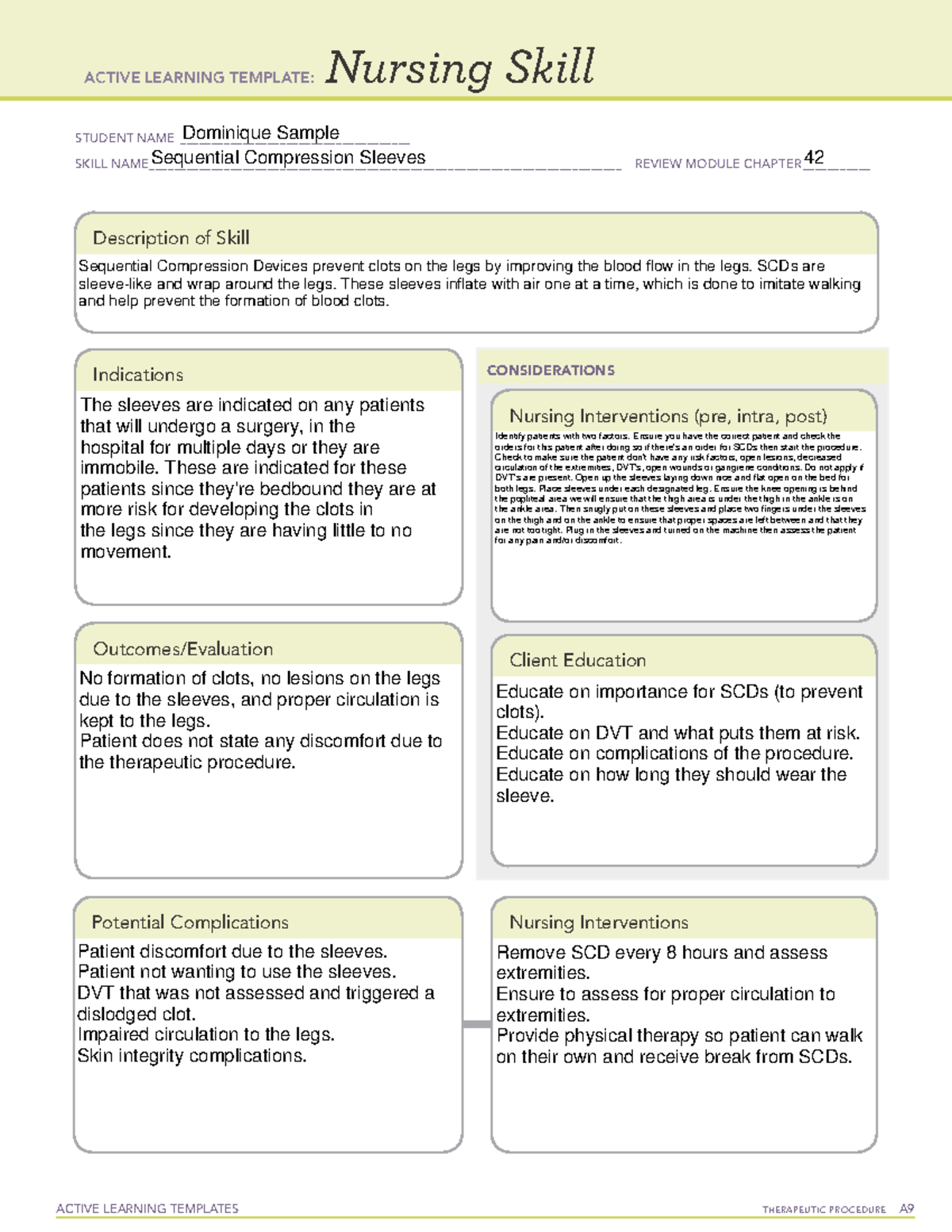 Sequential Compression Sleeves nursing skill - ACTIVE LEARNING ...