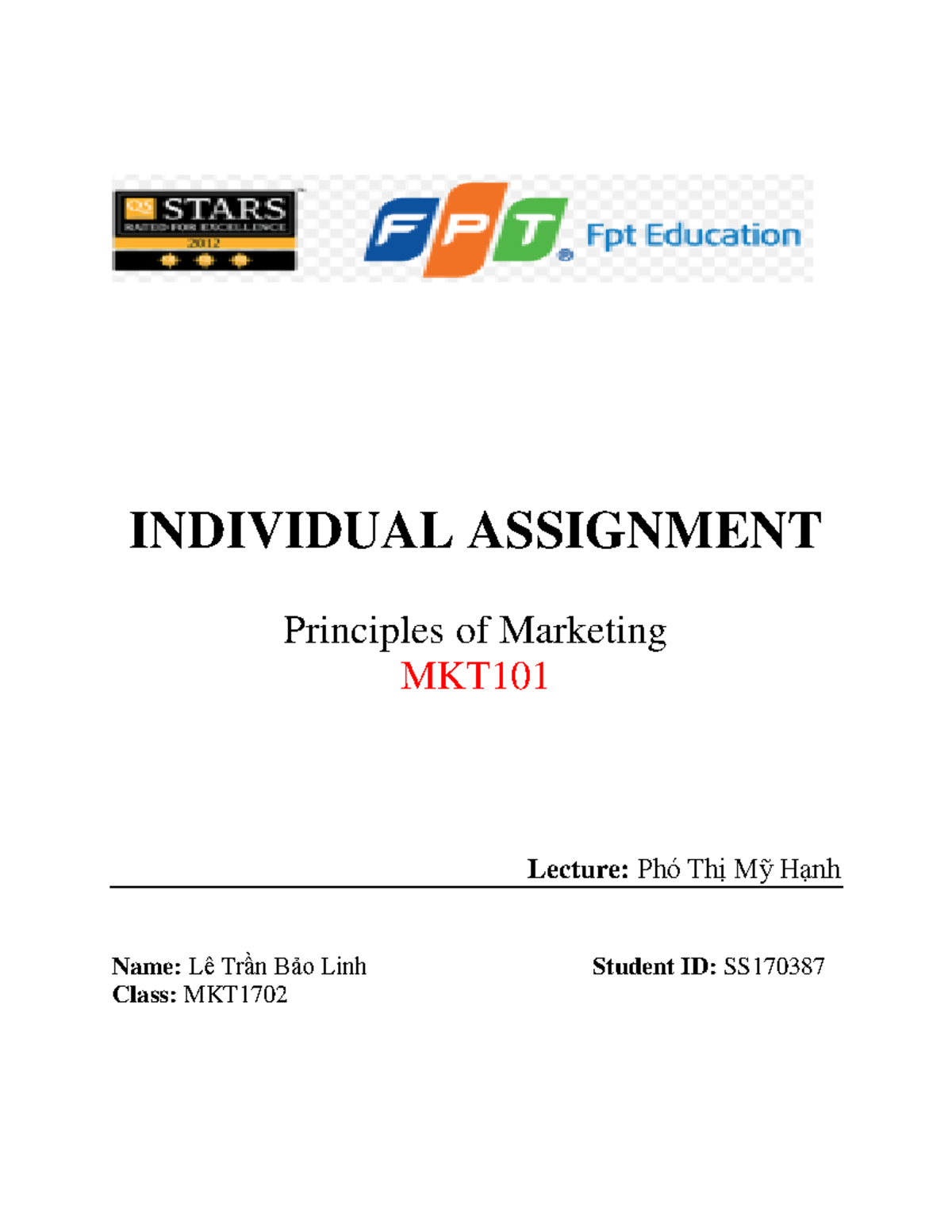 individual assignment mkt101