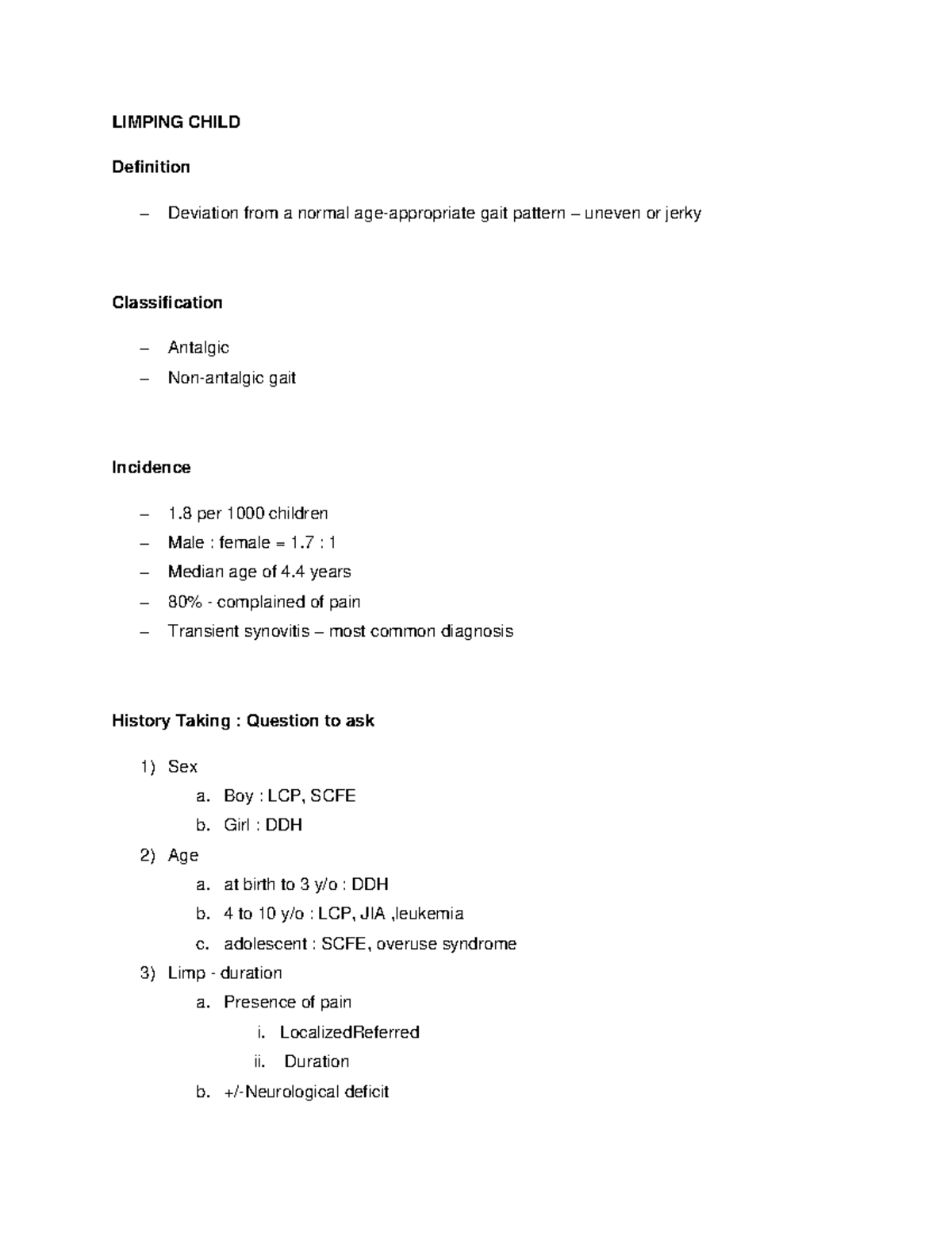 Limping Child - Summary Apley's System of Orthopaedics and Fractures ...