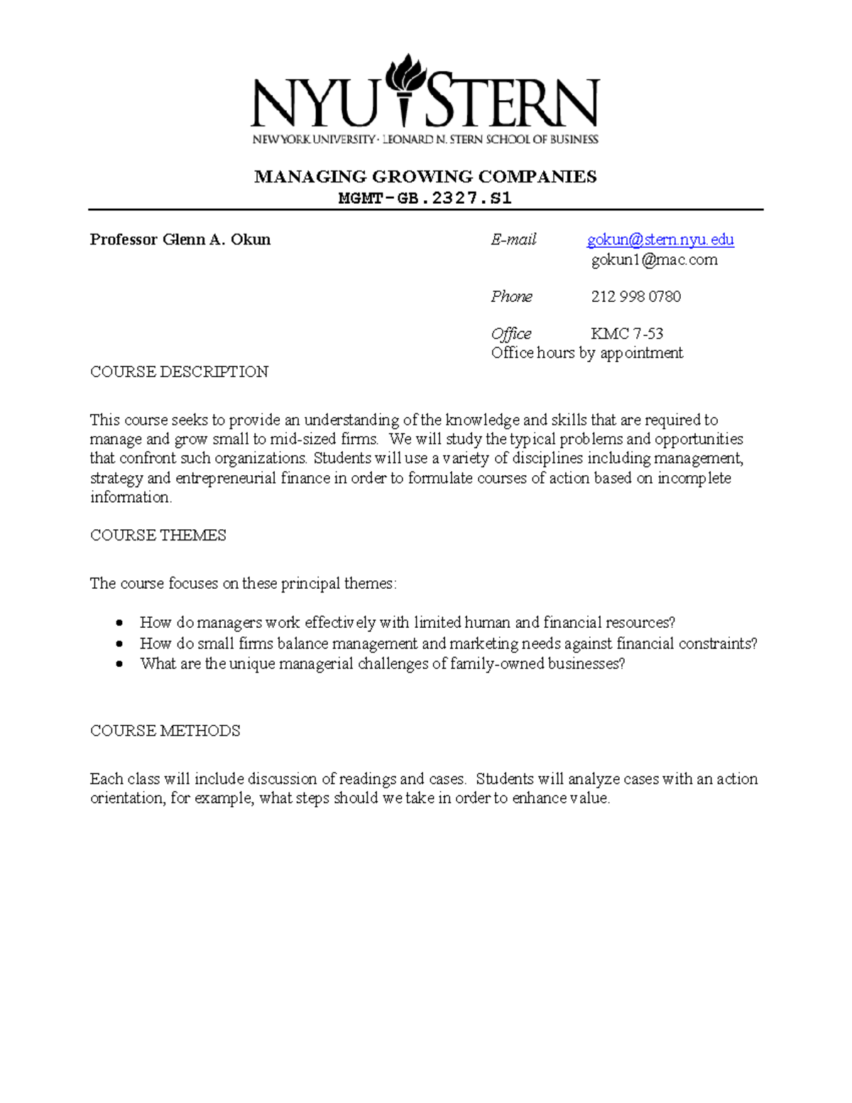 Nyumgcfall 2023langoneb 65 - MGMT 2327 - NYU - Studocu