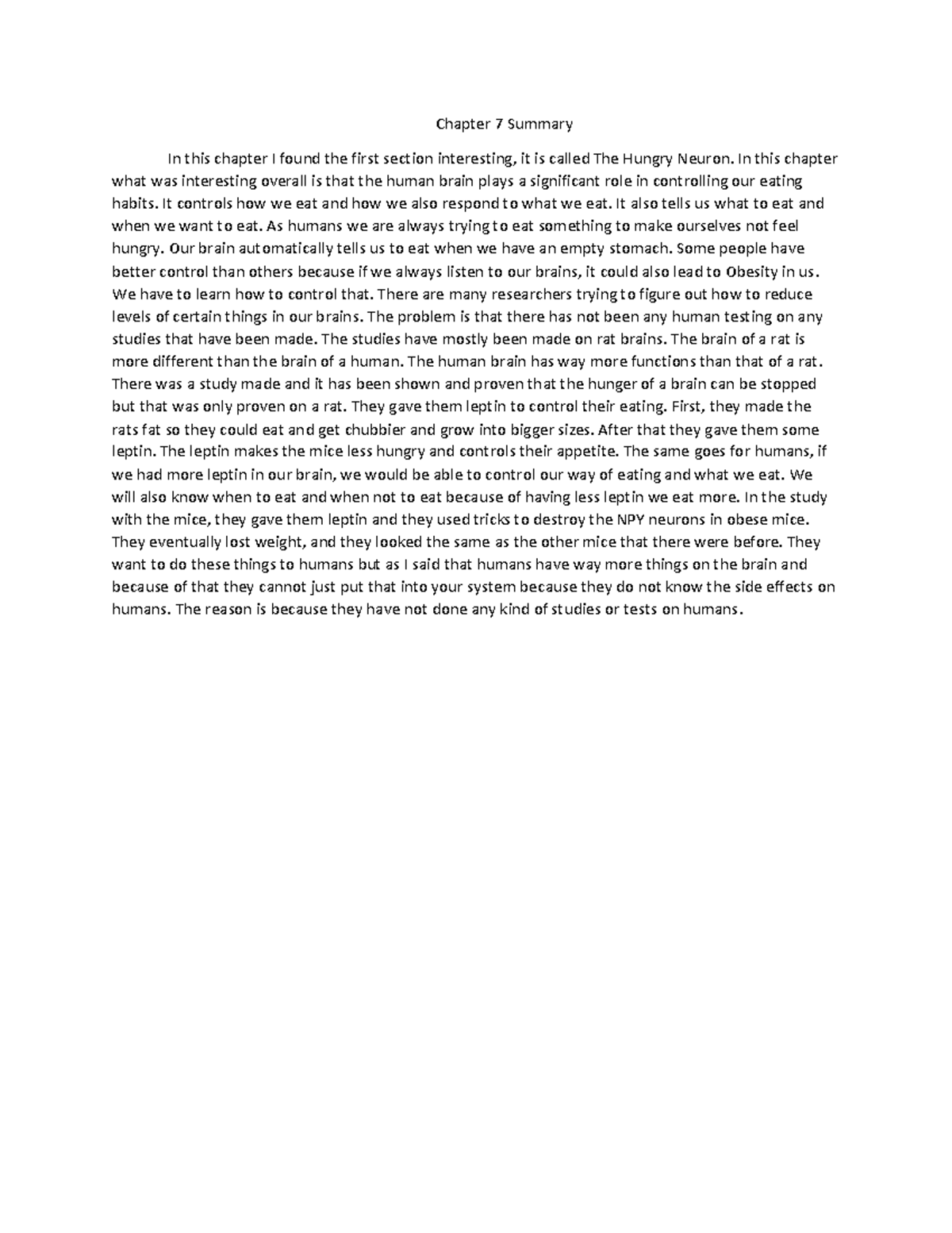 Chapter Summary 7 Nutrition - Chapter 7 Summary In this chapter I found ...