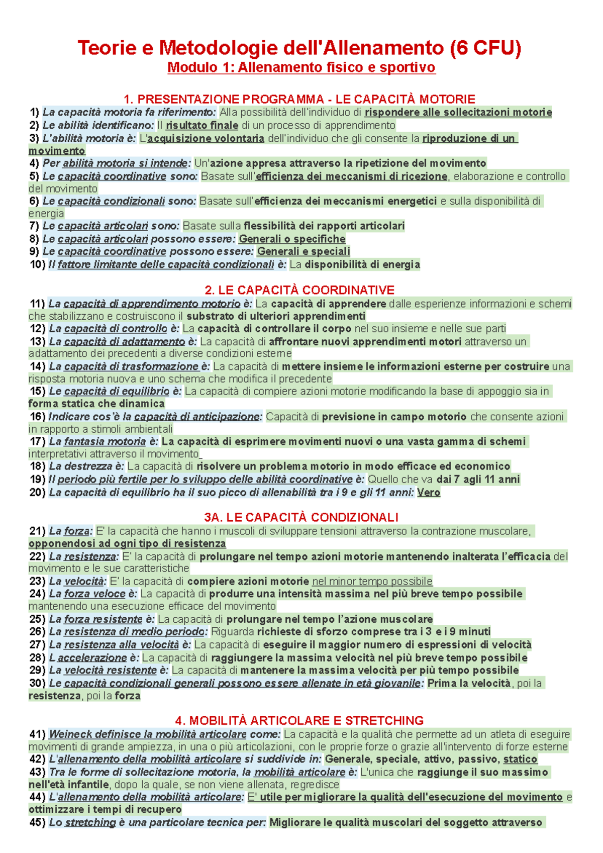 Teorie E Metodologie Dell'Allenamento -Paniere - Teorie E Metodologie ...