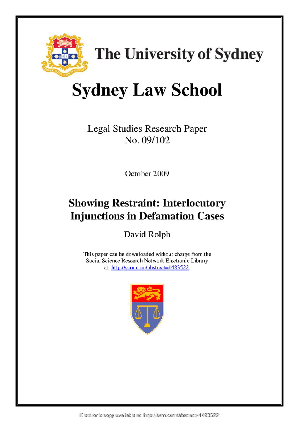 Showing Restraint- Interlocutory Injunctions in Defamation Cases ...