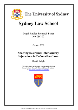 Interlocutory Injunctions to Restrain - Interlocutory Injunctions to ...
