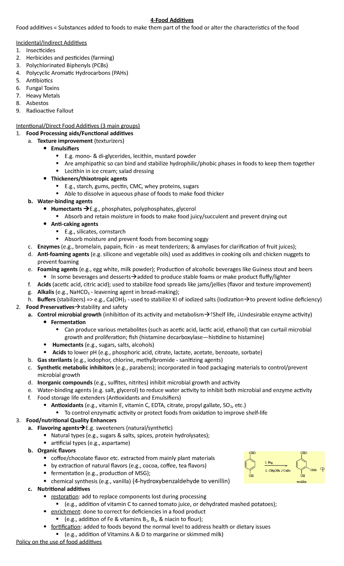 4-Food Additives - Summary Food Chemistry 2 - Additives Food additives ...