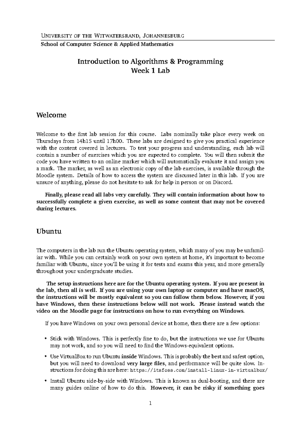 IAP Lab 1 - Lab Tutorial - UNIVERSITY OF THE WITWATERSRAND ...