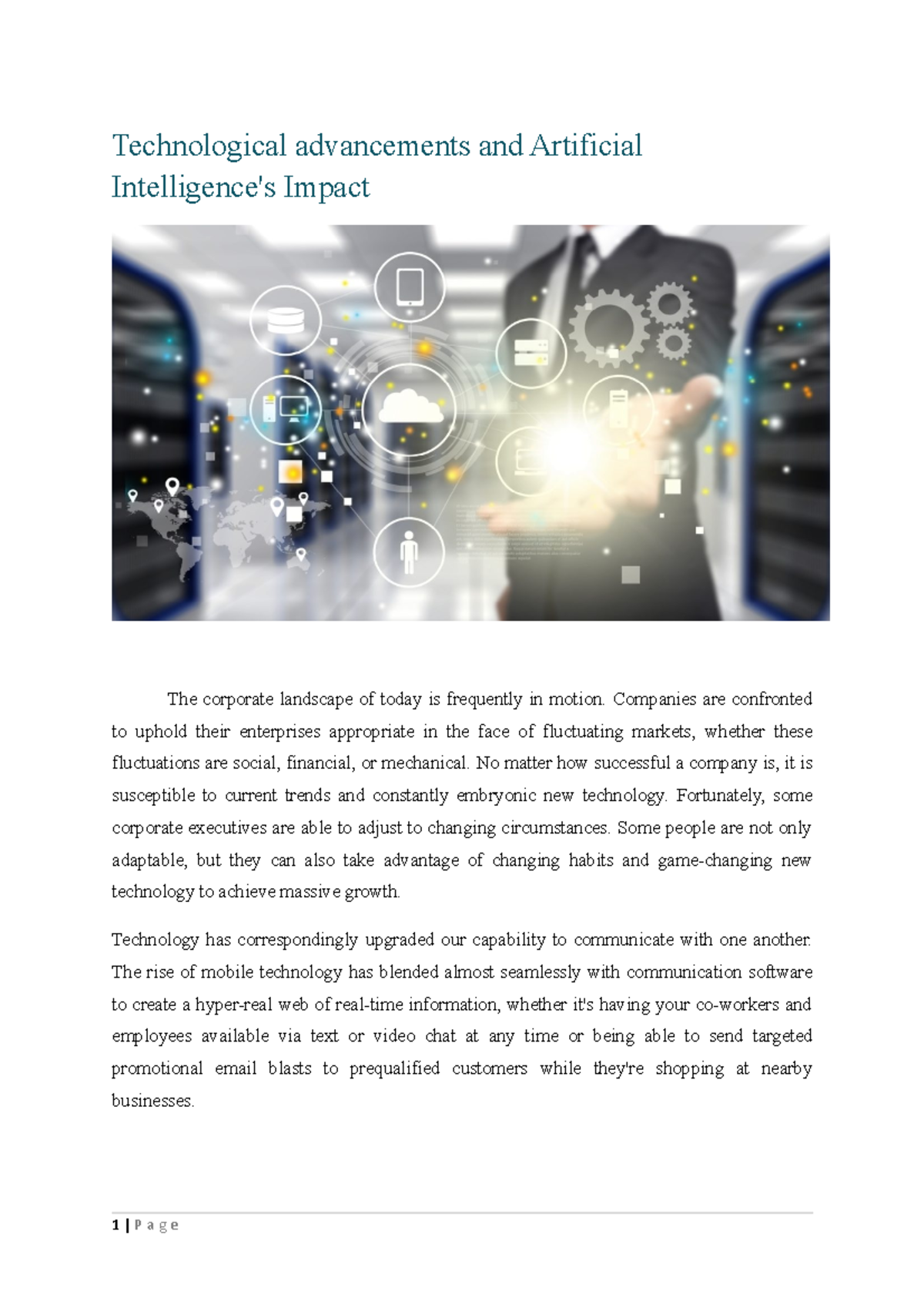 Article - Technological advancements and Artificial Intelligence's ...