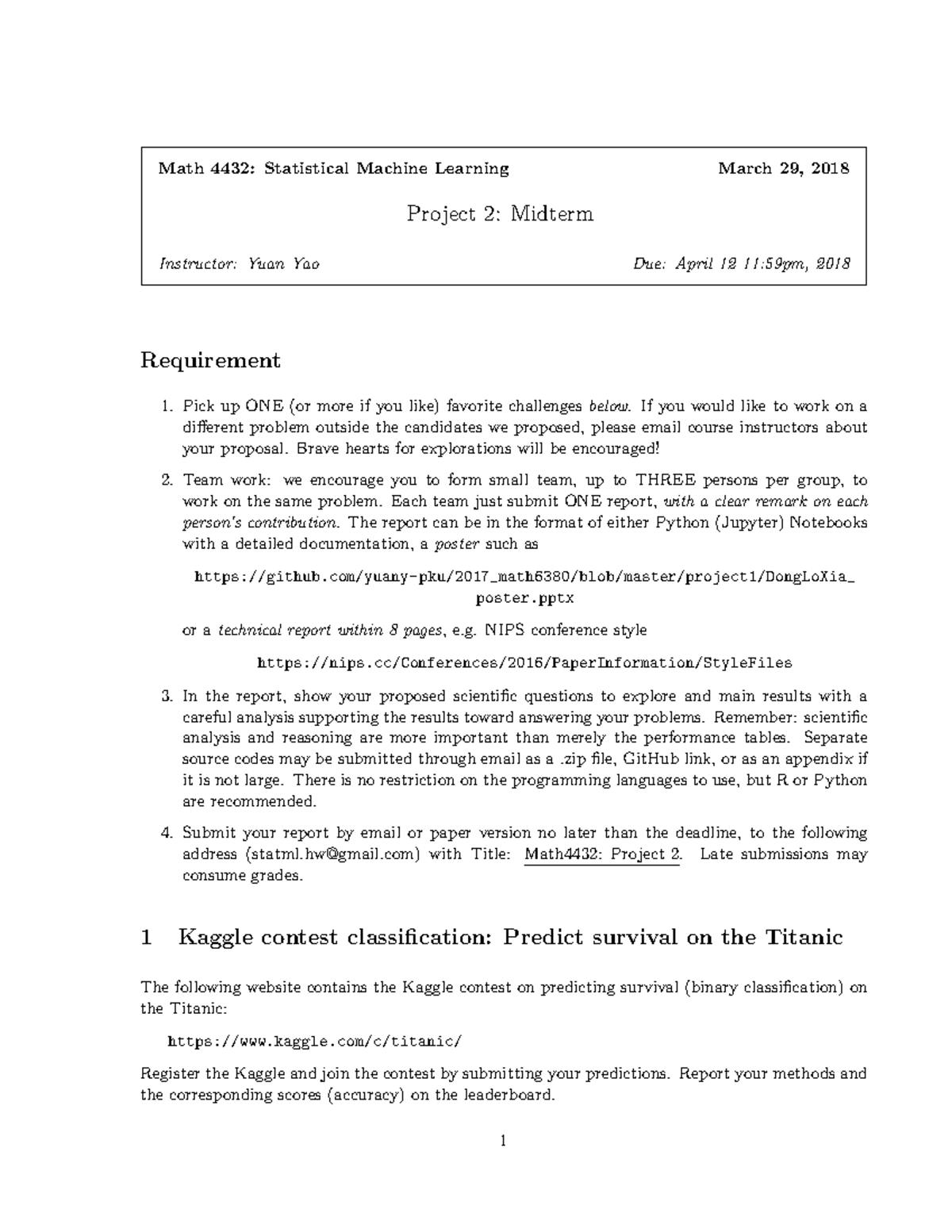 Project 2 - Yuan Yao - Math 4432: Statistical Machine Learning March 29 ...