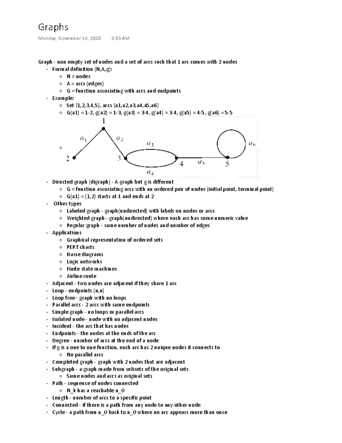 CS1300 graph - Graph - non empty set of nodes and a set of arcs such ...