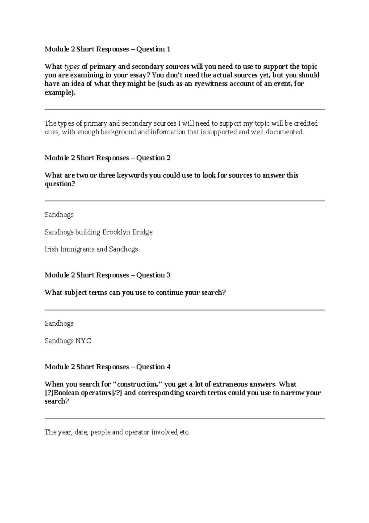 M2,Short Response - Module 2 Short Responses – Question 1 What types of ...