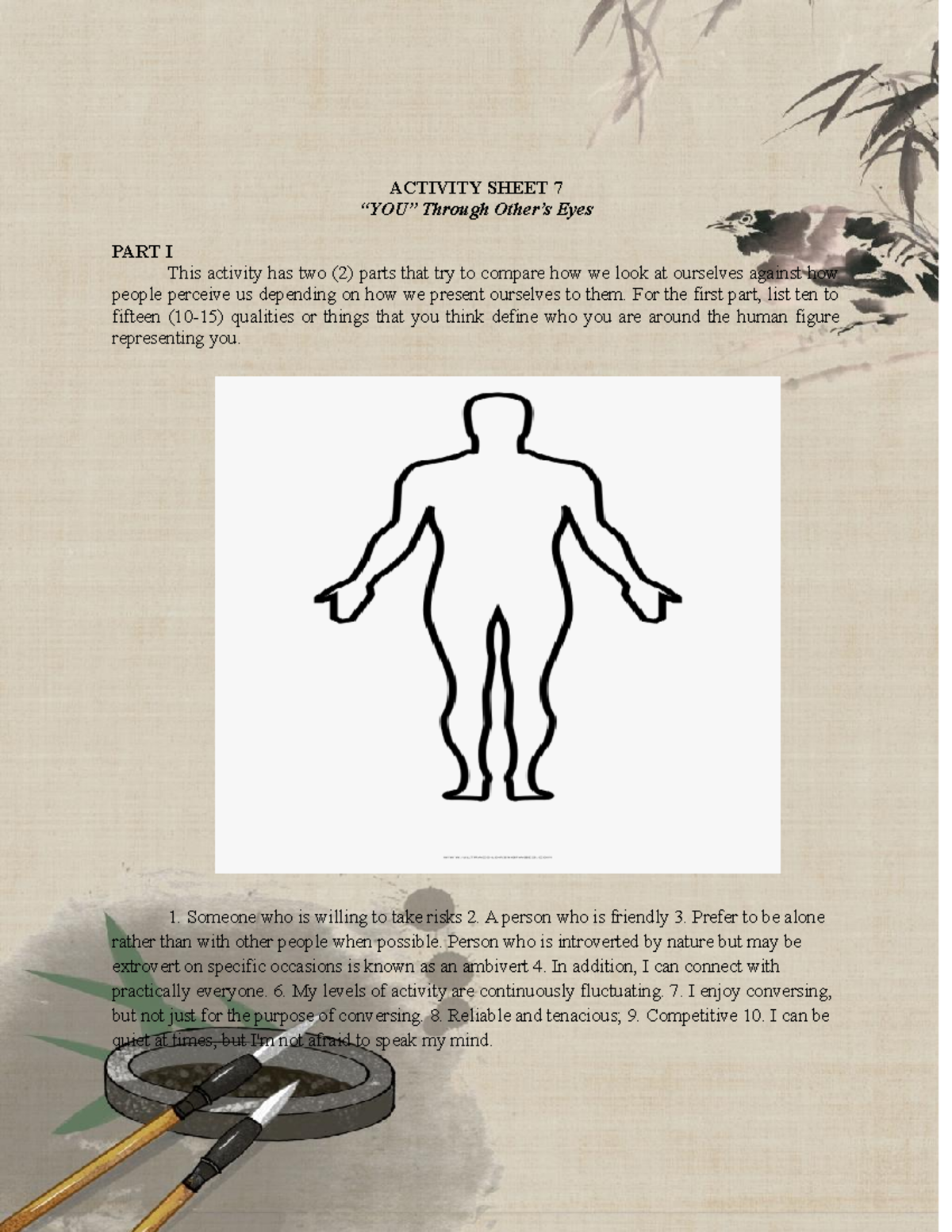 “YOU” Through Other’s Eyes ACTIVITY SHEET 7 “YOU” Through Other’s