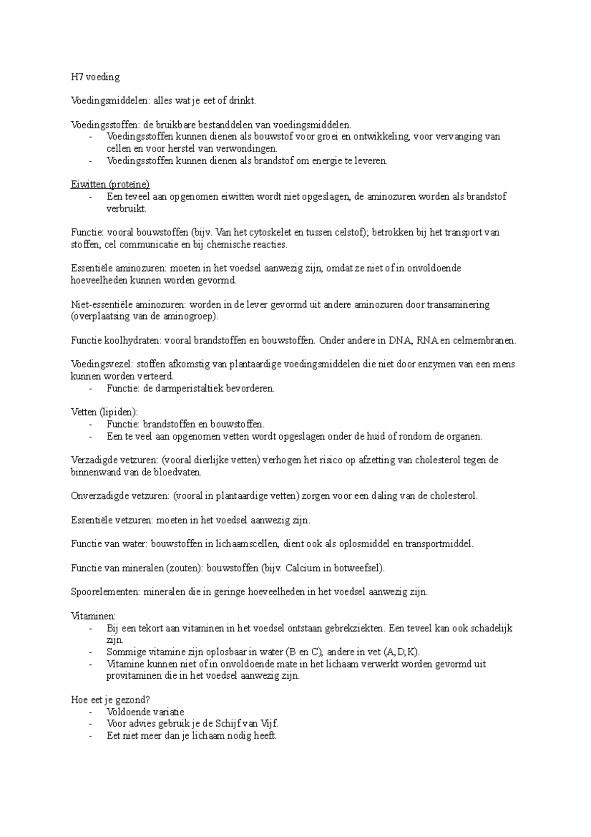 H7 Voeding - Hoofdstuk 7 - Biologie Voor Jou 6 Vwo - H7 Voeding ...