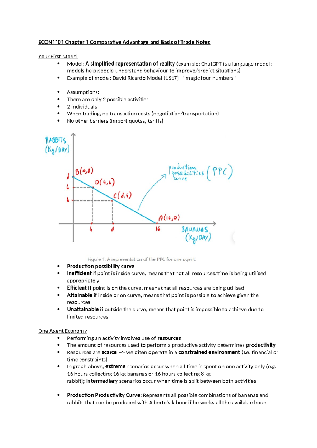 ECON1101 Chapter 1 Comparative Advantage and Basis of Trade Notes ...