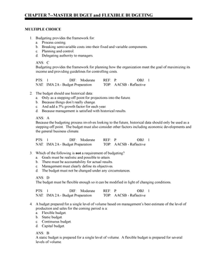 Cost Acctg Chapter 10 - CHAPTER 10 Answers To Multiple Choice ...