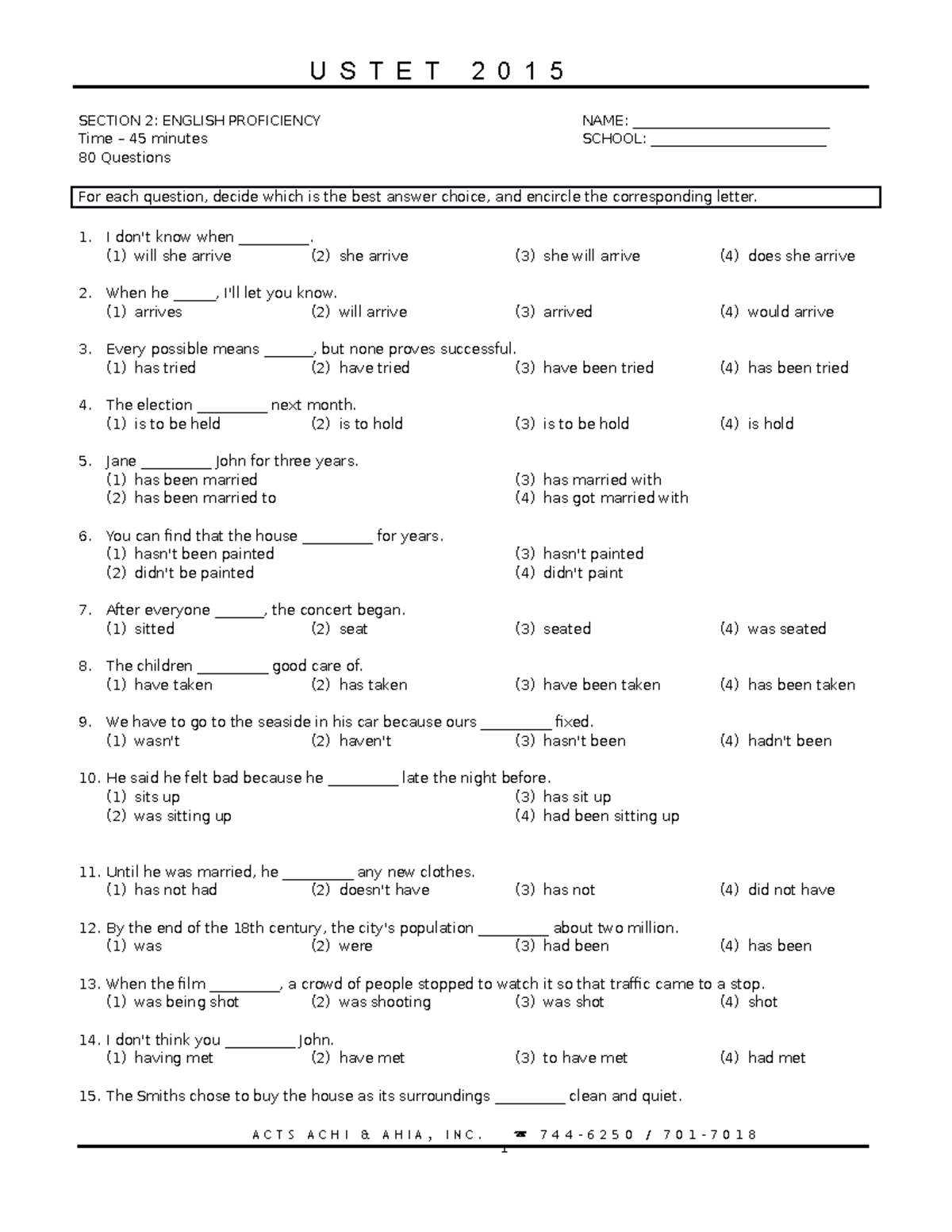 Ustet 2015 Simulated-EXAM Section-2 English- Proficiency-v.1.10.2015 ...