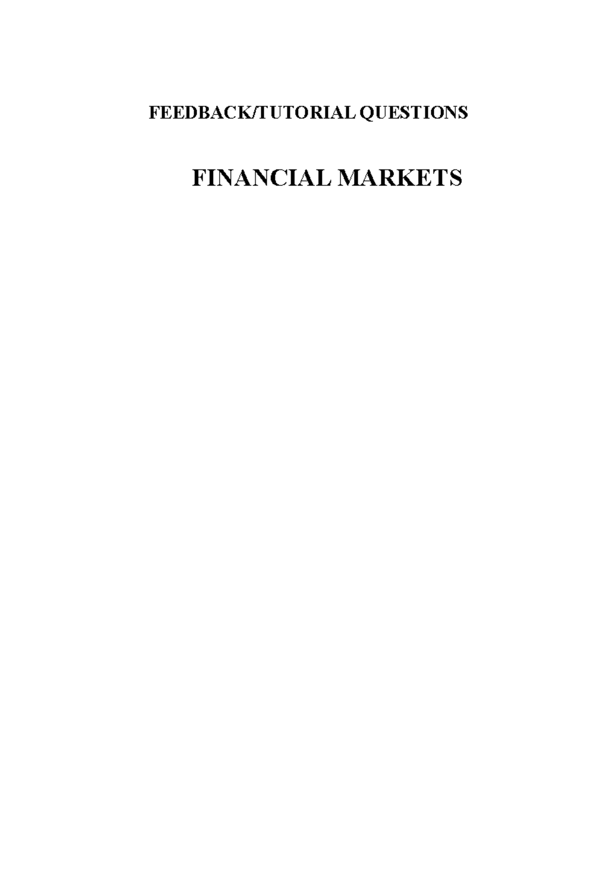 essay questions on financial markets