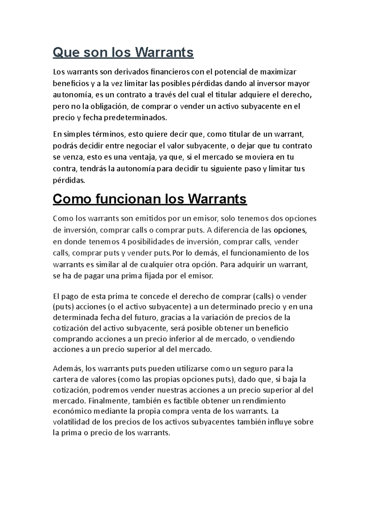 Llos Warrants Texto Historia Perú Comunidad - Que Son Los Warrants Los ...